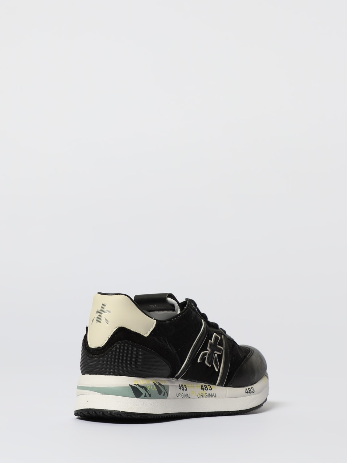 PREMIATA SNEAKERS: Sneakers Conny Premiata in pelle e tessuto lurex , Nero - Img 3
