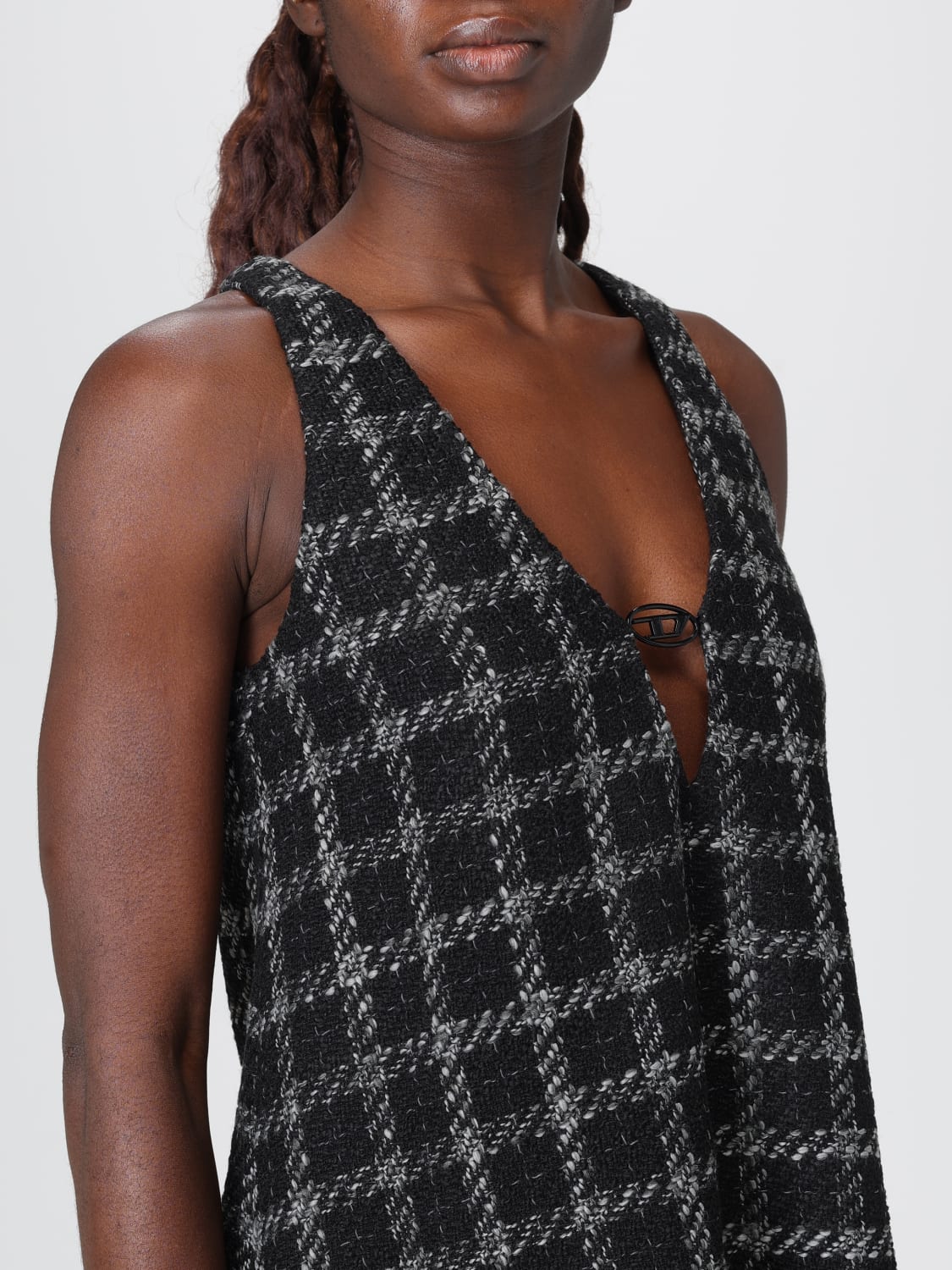 DIESEL ABITO: Abito Mini Oval D check Diesel, Nero - Img 4