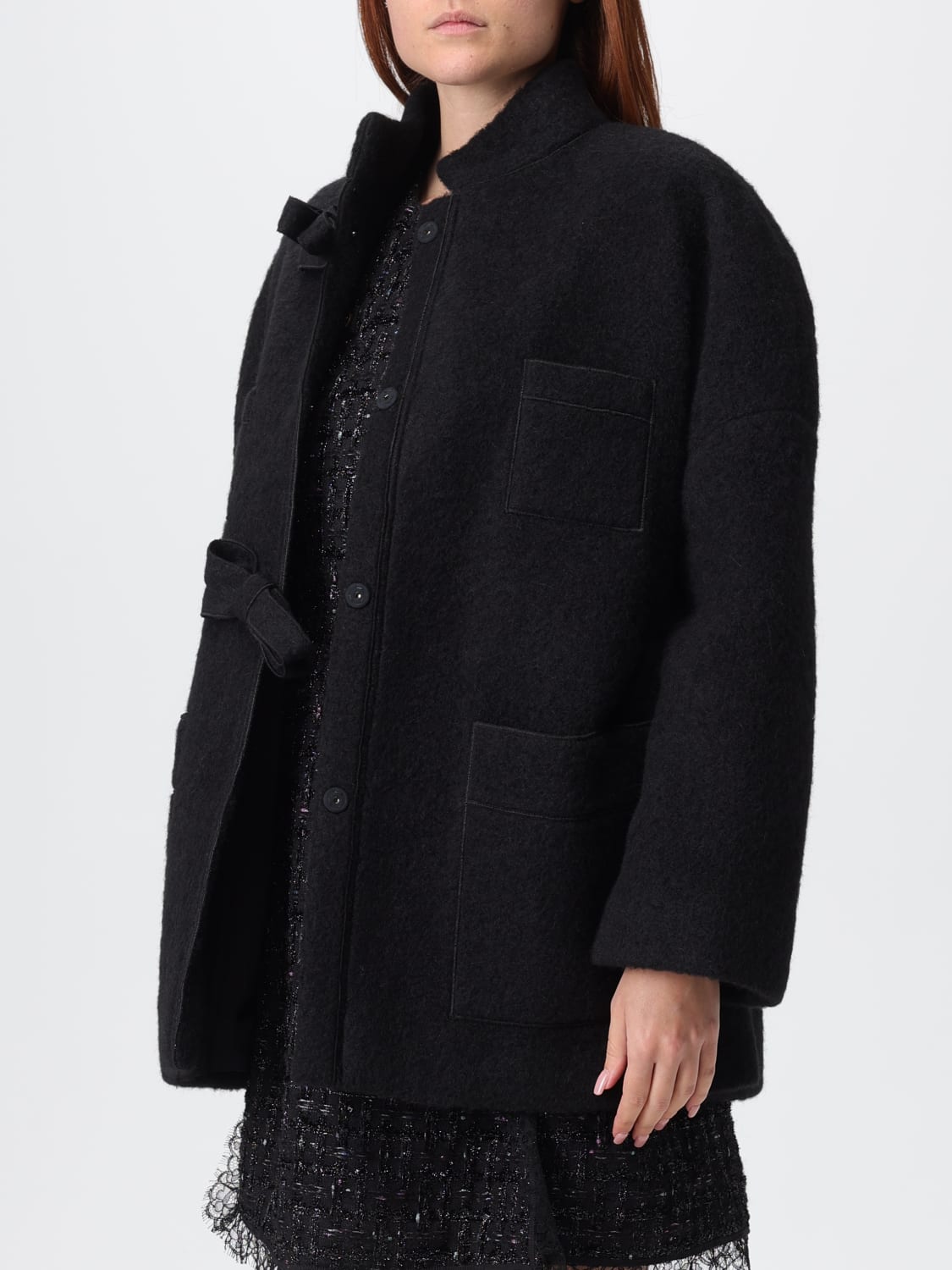 GIAMBATTISTA VALLI 大衣: 大衣 女士 Giambattista Valli, 黑色 - Img 4