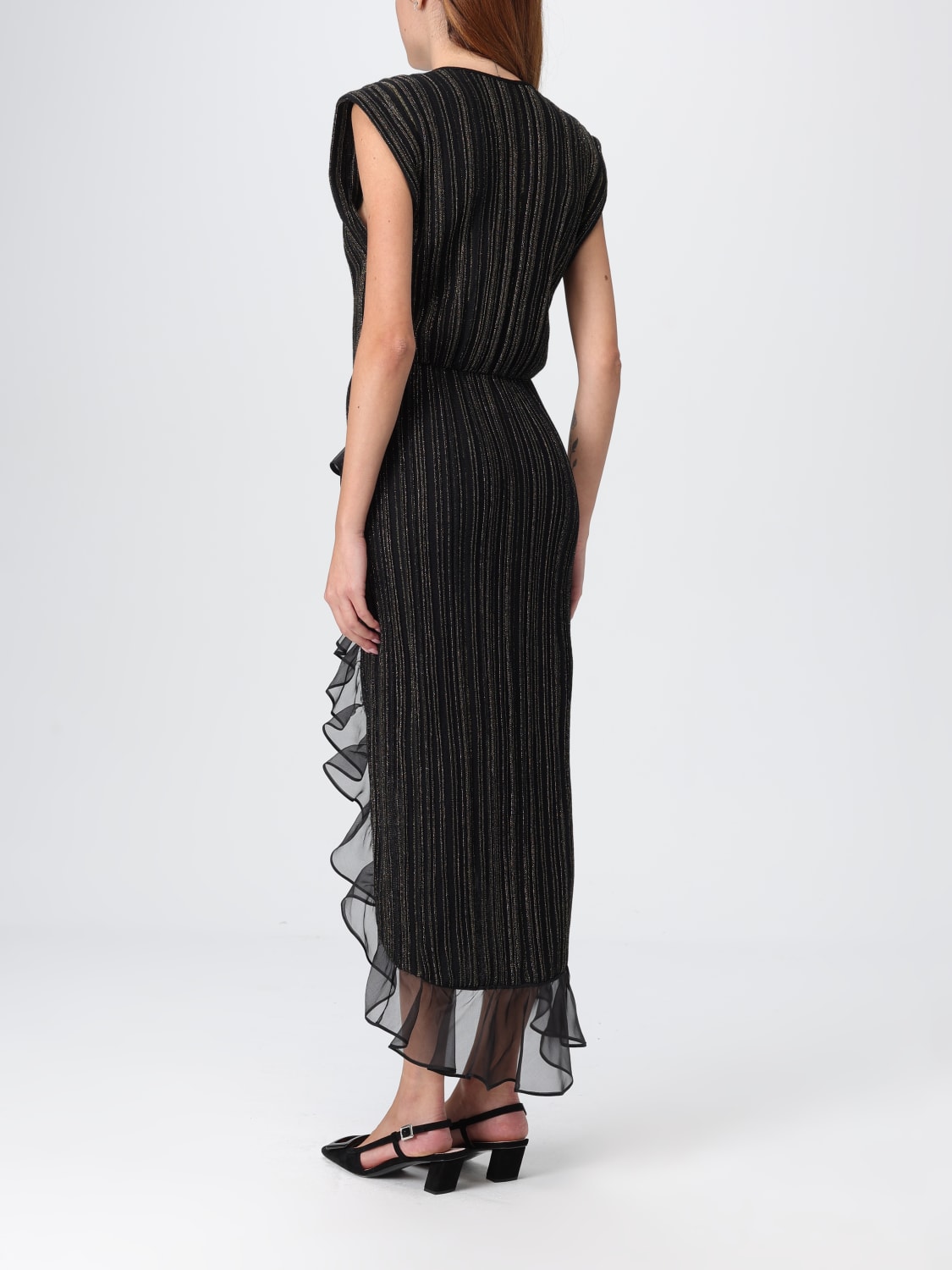 GIAMBATTISTA VALLI ABITO: Abito midi in maglia di lana lamé Giambattista Valli, Nero - Img 2