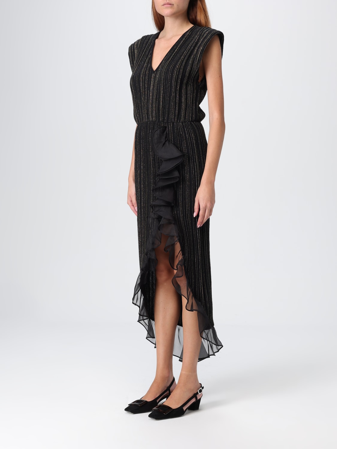 GIAMBATTISTA VALLI ABITO: Abito midi in maglia di lana lamé Giambattista Valli, Nero - Img 3