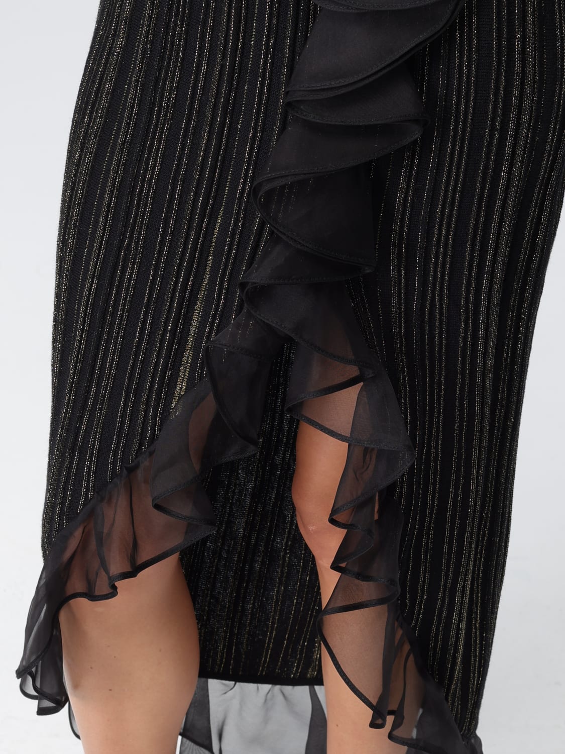 GIAMBATTISTA VALLI ABITO: Abito midi in maglia di lana lamé Giambattista Valli, Nero - Img 4