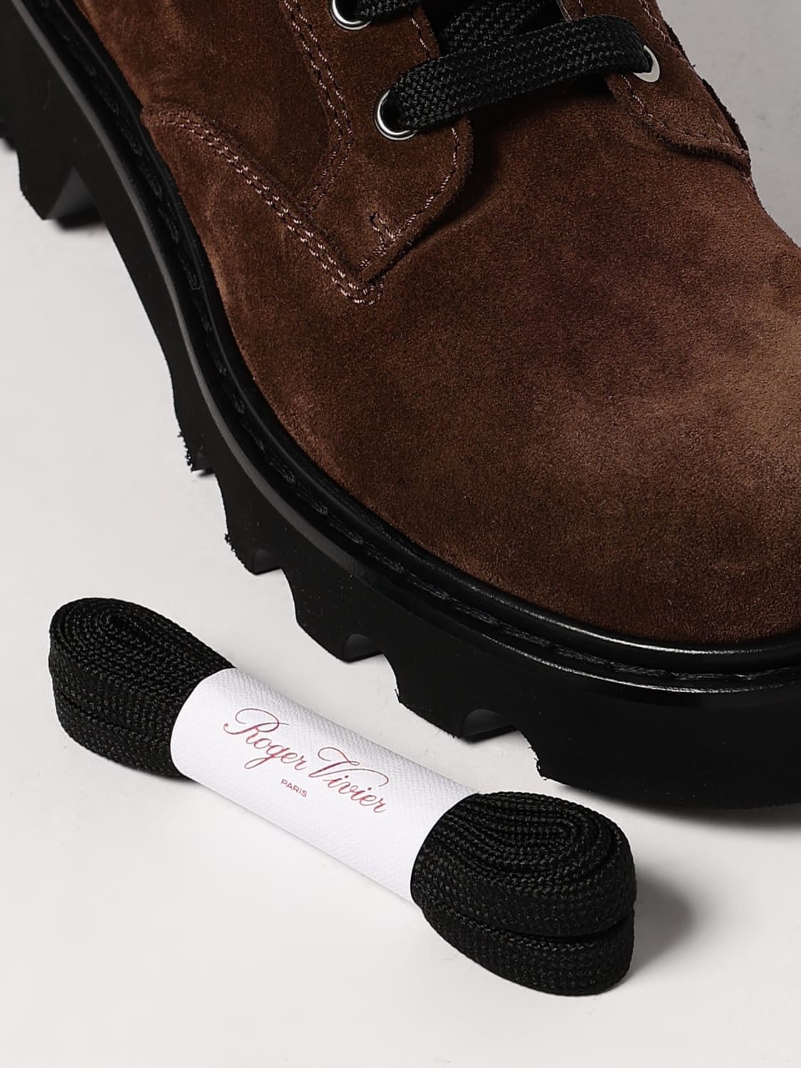 ROGER VIVIER STIVALI: Stivaletto Viv' Rangers Roger Vivier in camoscio , Marrone - Img 4