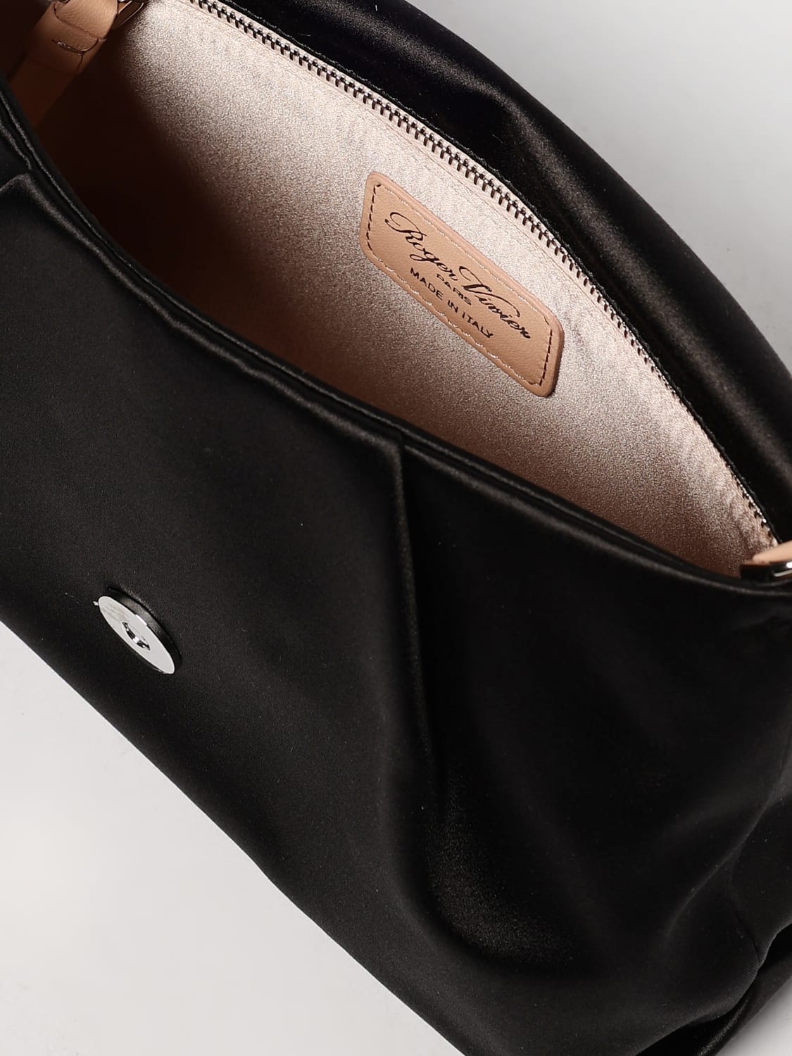 ROGER VIVIER BORSA MINI: Pochette Micro Efflorescence Roger Vivier in raso con fibbia gioiello, Nero - Img 4