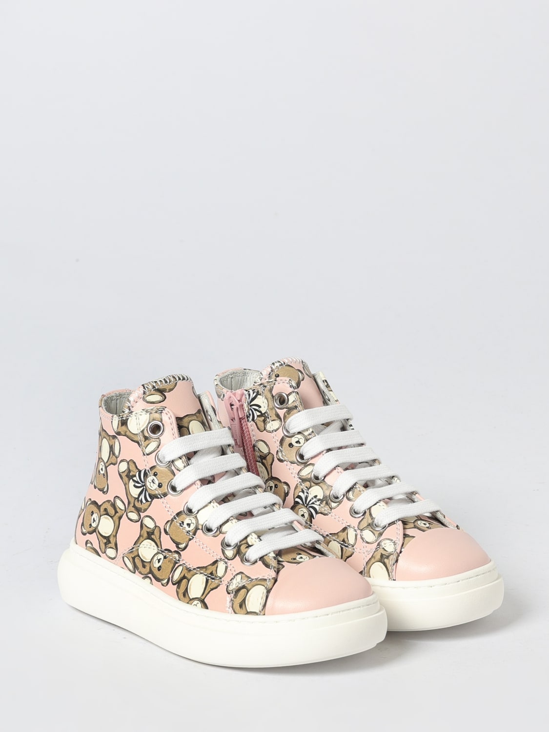 MOSCHINO SNEAKERS: Sneakers Moschino in pelle stampata , Nero - Img 2