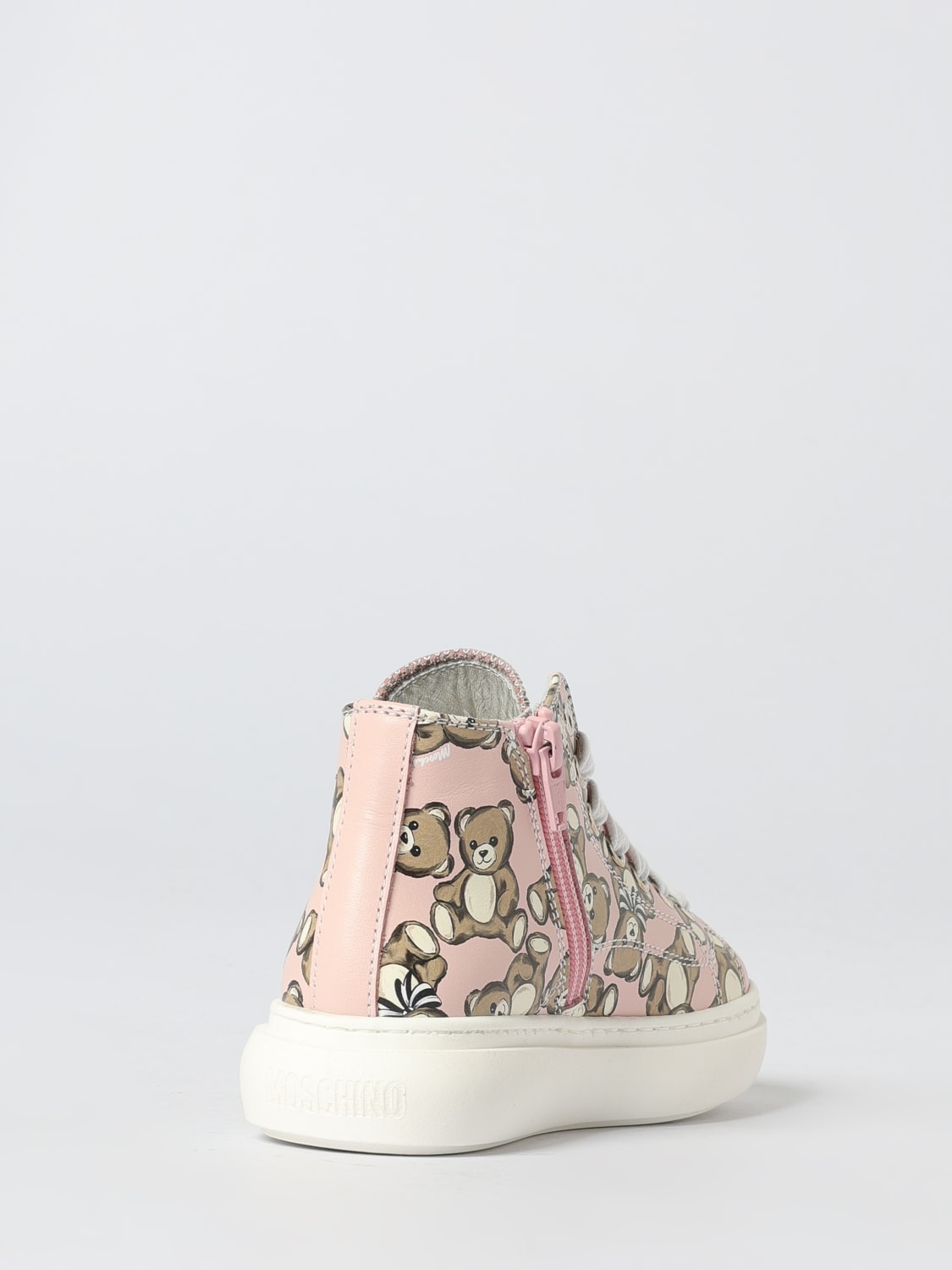 MOSCHINO SNEAKERS: Sneakers Moschino in pelle stampata , Nero - Img 3