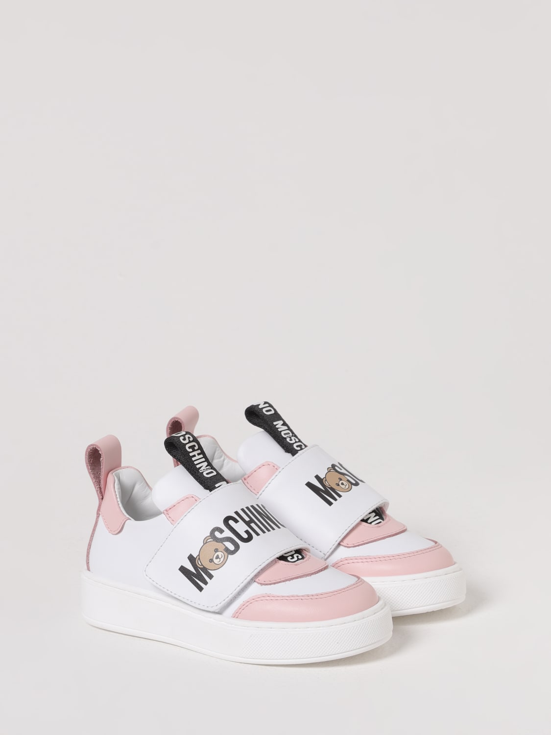 MOSCHINO SNEAKERS: Sneakers Moschino in pelle , Bianco - Img 2