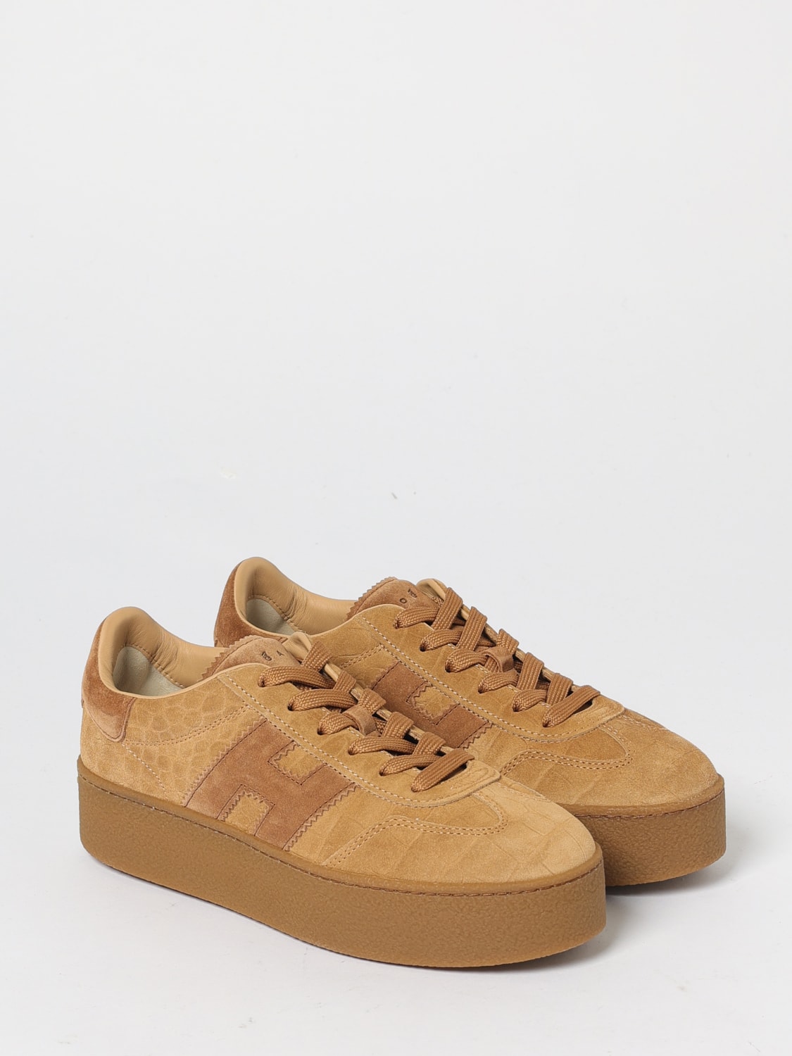 HOGAN SNEAKERS: Sneakers Cool Platform Hogan in camoscio stampa cocco , Cammello - Img 2