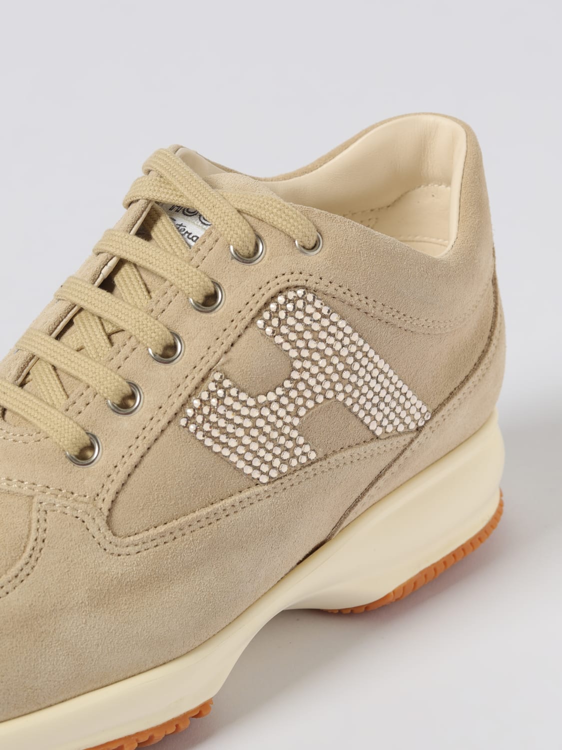 HOGAN SNEAKERS: Sneakers Interactive Hogan in camoscio con strass, Bianco - Img 4