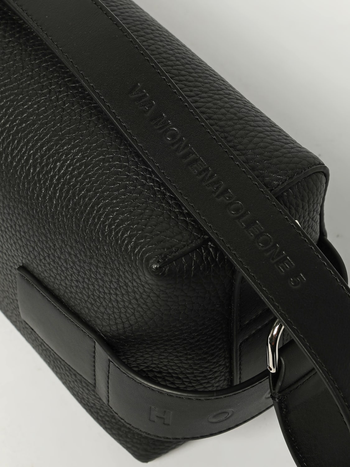 HOGAN BORSA A SPALLA: Borsa Script bauletto Hogan in pelle martellata, Nero - Img 3