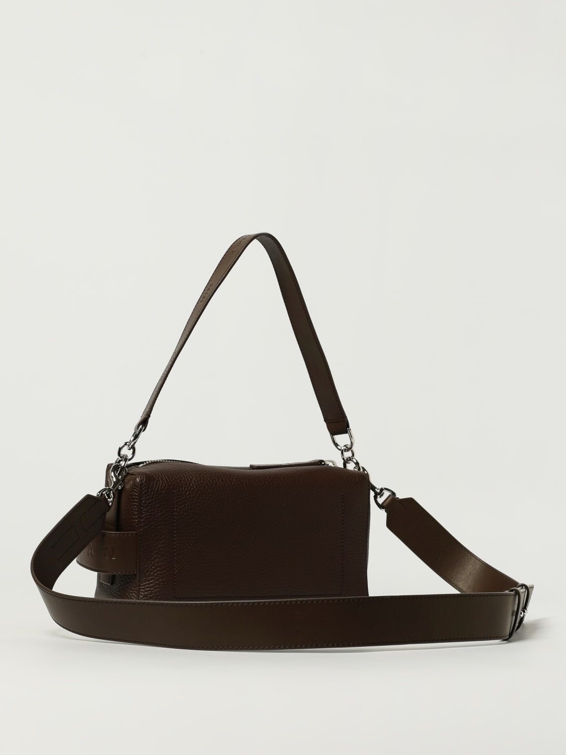 HOGAN BORSA A SPALLA: Borsa Script bauletto Hogan in pelle martellata, Marrone - Img 2