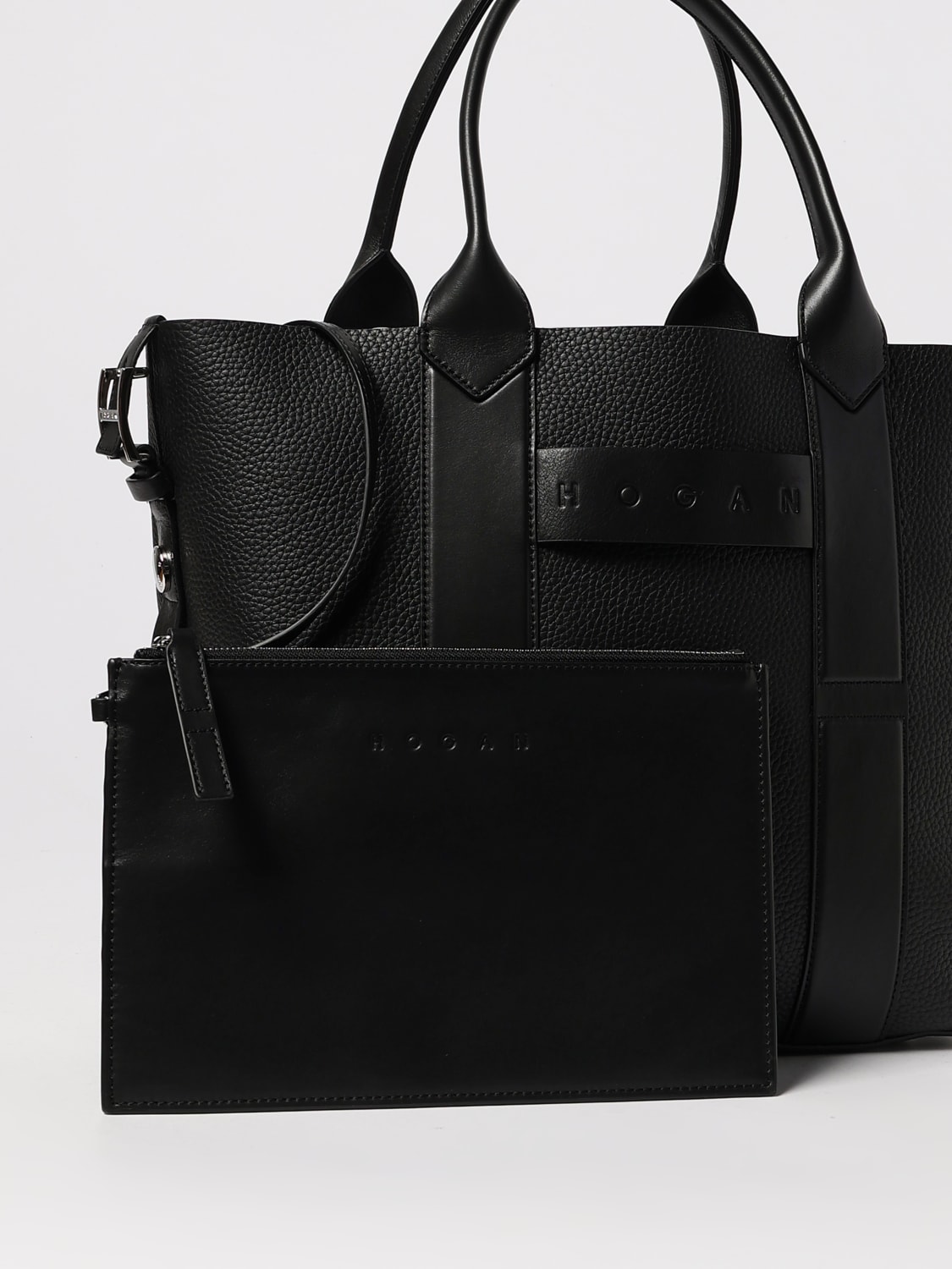 HOGAN BORSA A MANO: Borsa Script shopping Hogan, Nero - Img 3