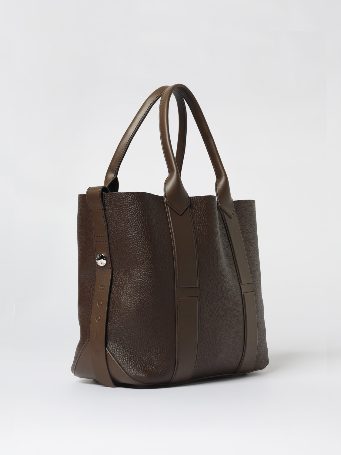 HOGAN BORSA A MANO: Borsa Script shopping Hogan, Marrone - Img 2