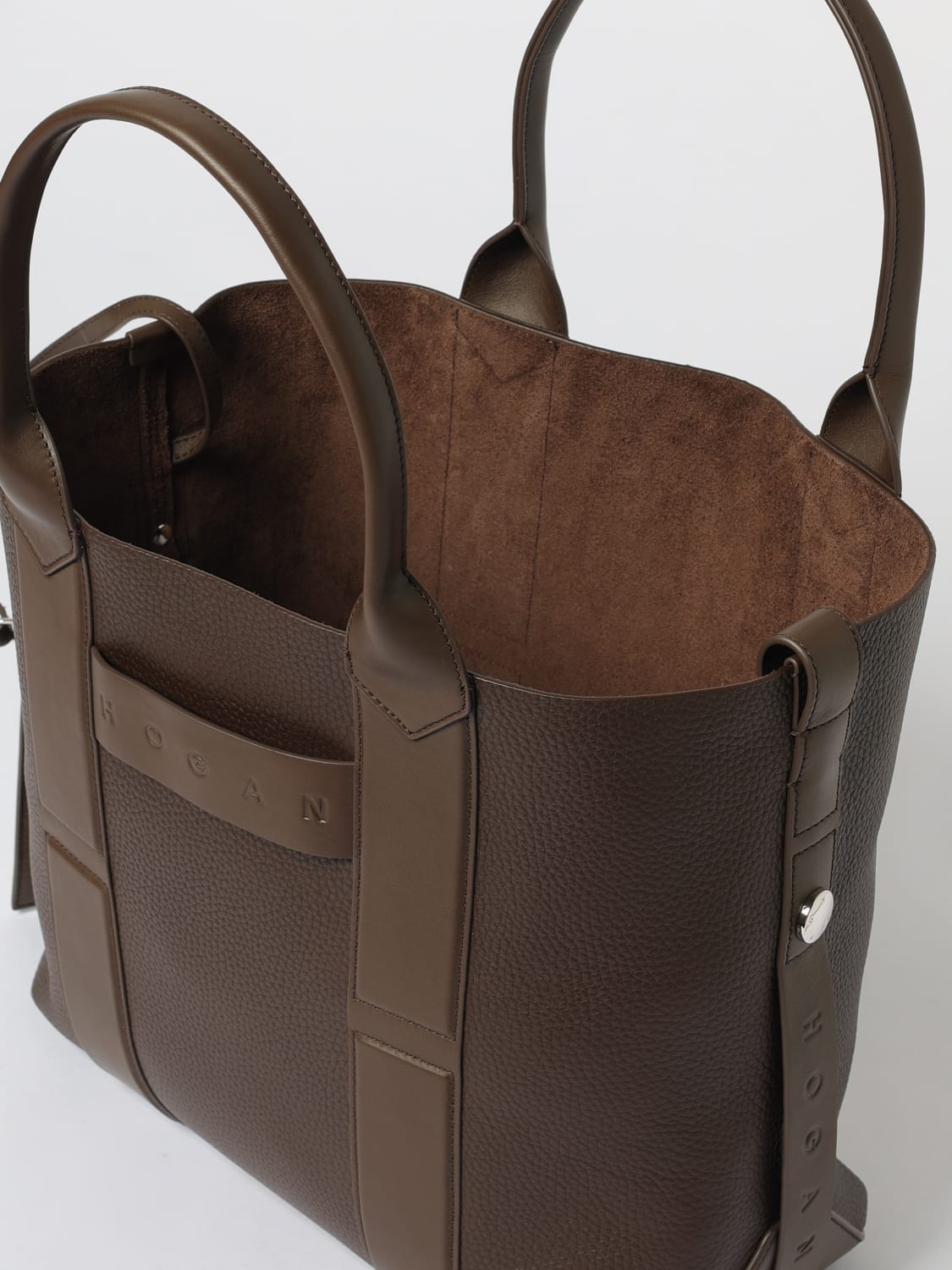 HOGAN BORSA A MANO: Borsa Script shopping Hogan, Marrone - Img 4