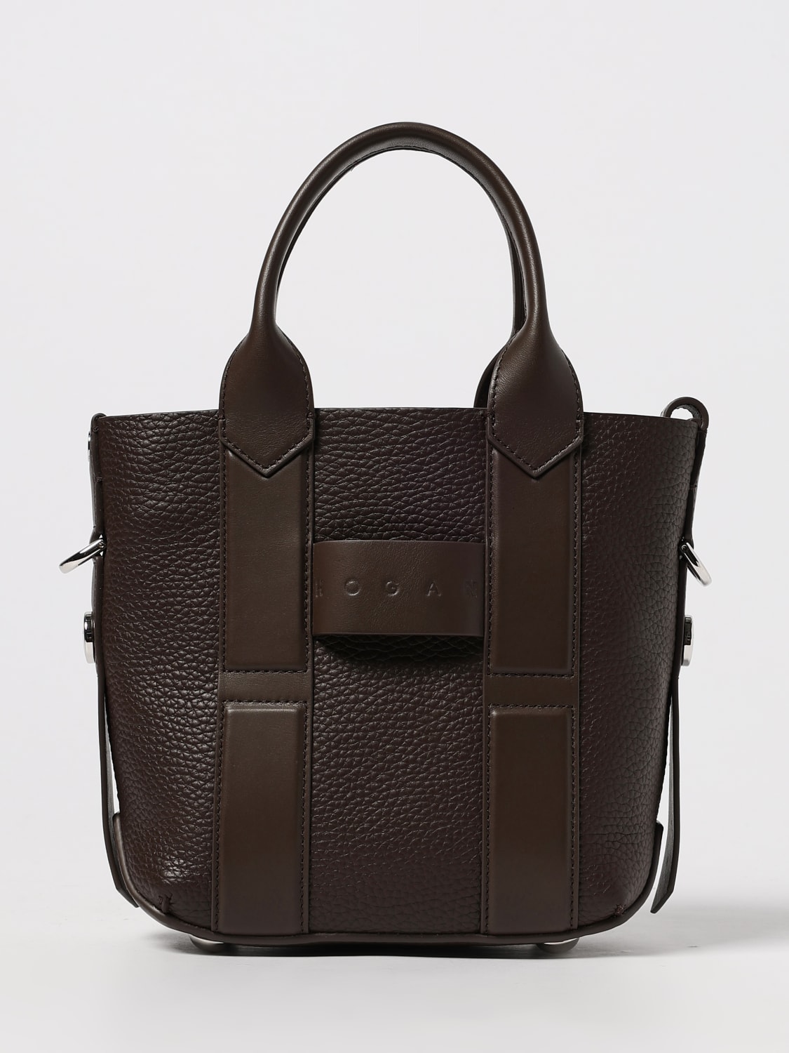 HOGAN BORSA A MANO: Borsa Script shopping small Hogan, Marrone - Img 1