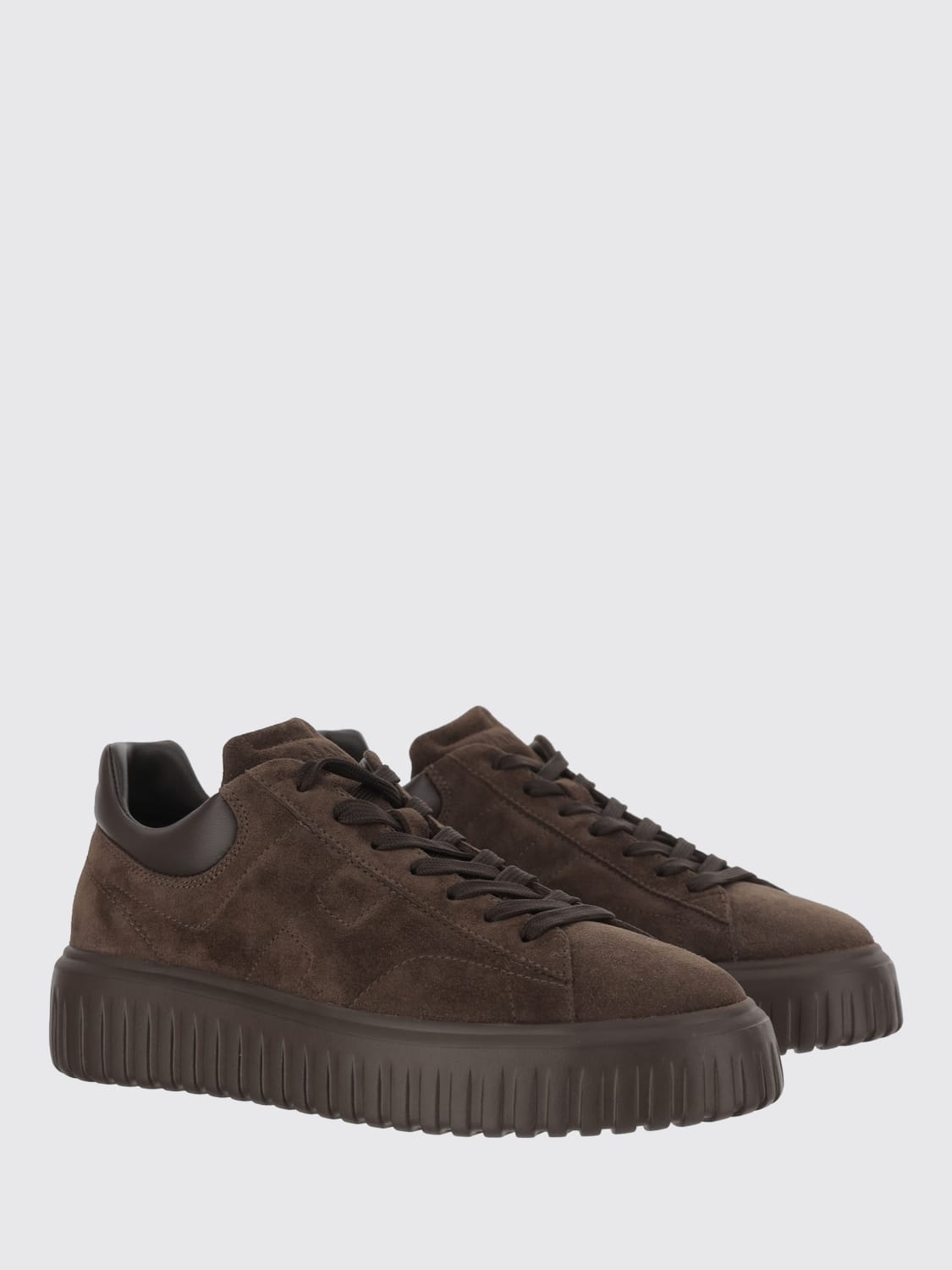 HOGAN SNEAKERS: Sneakers H-Stripes Hogan in camoscio , Marrone - Img 2