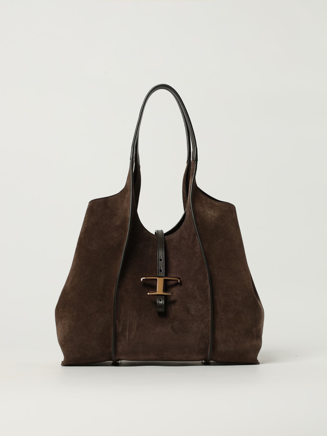 TOD'S BORSA A SPALLA: Borsa a spalla in pelle di vitello T Timeless Tod's, Moro - Img 1