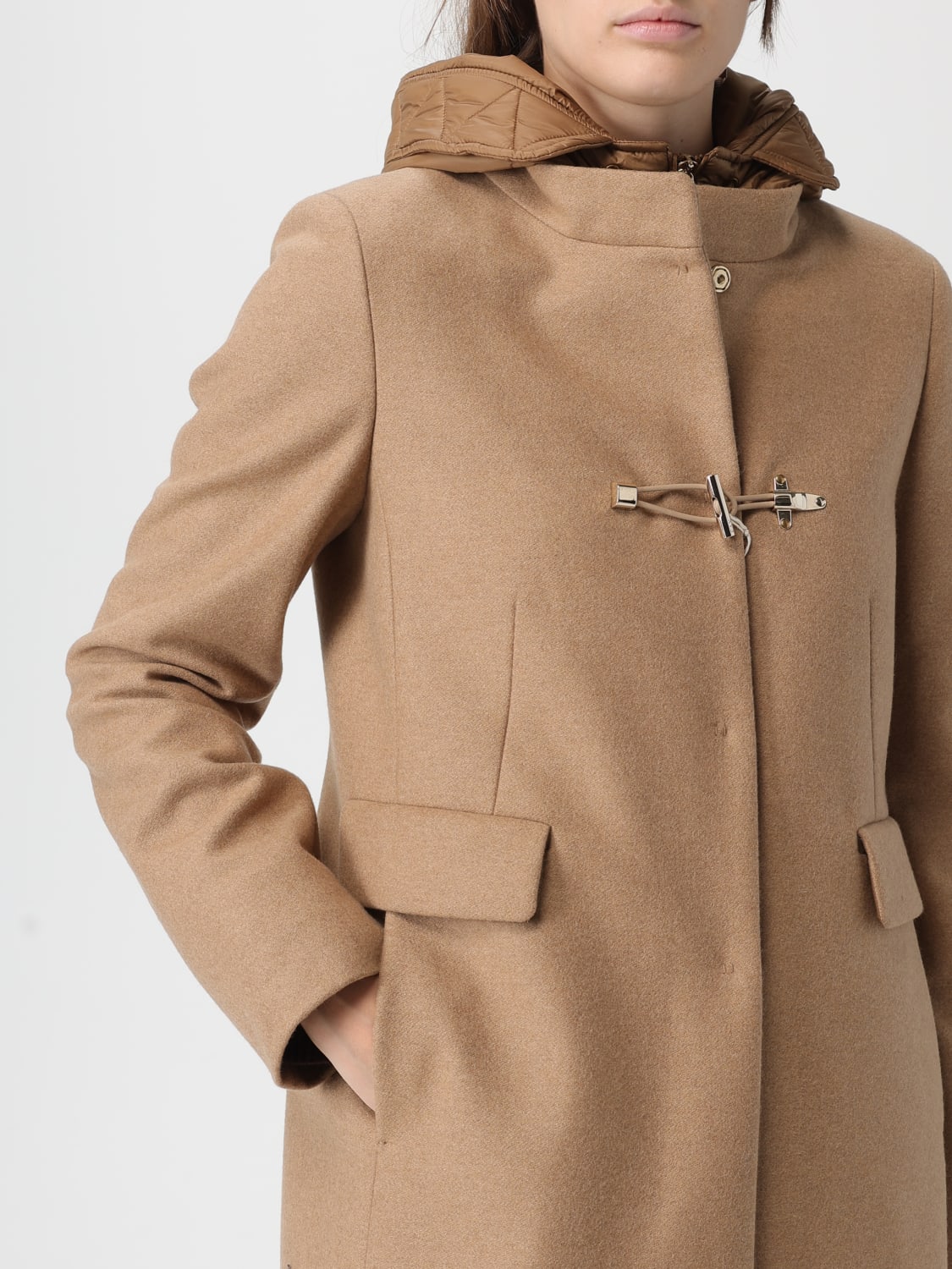 FAY CAPPOTTO: Cappotto Toggle coat db front nylon Fay, Cammello - Img 4