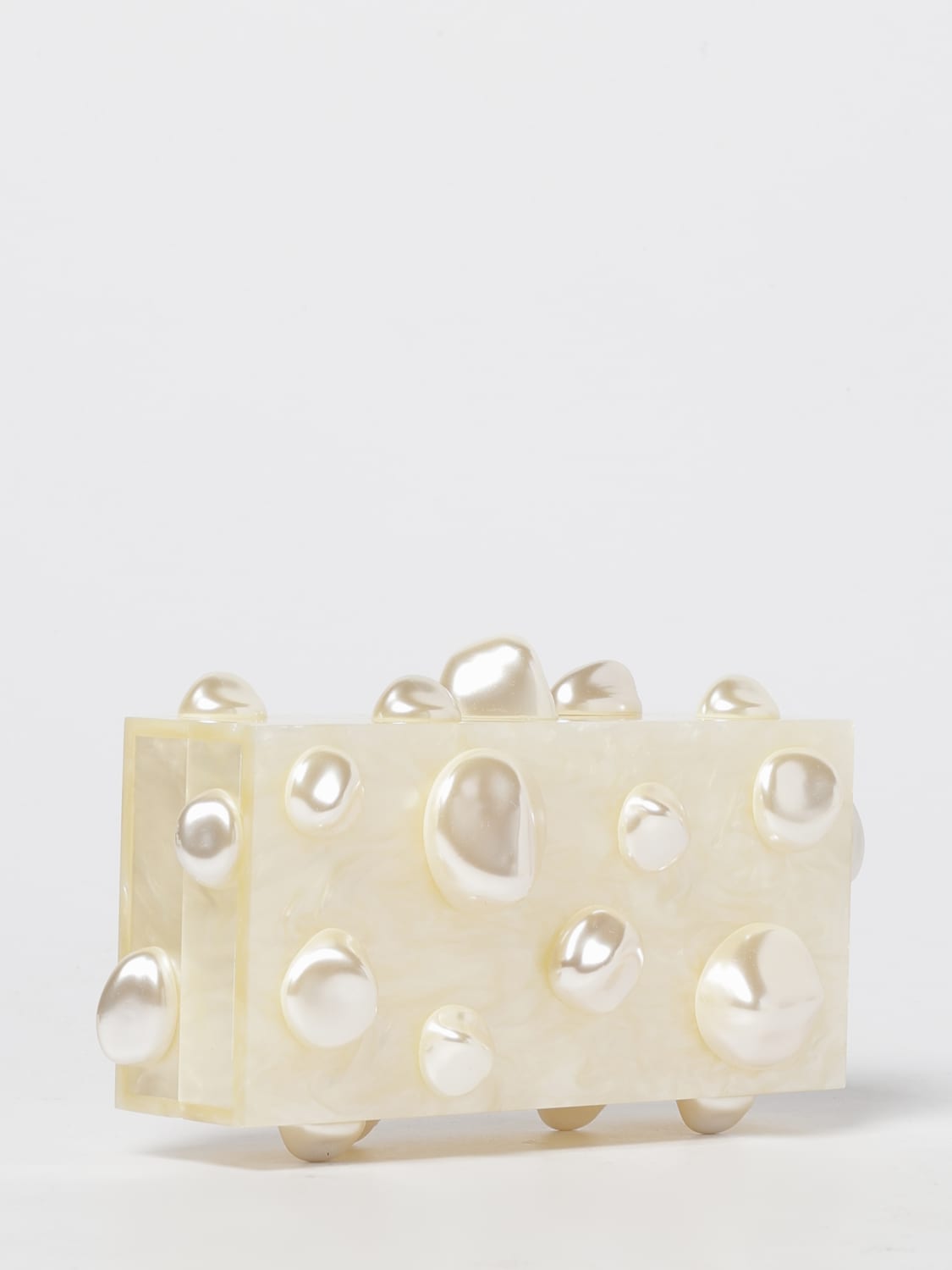 CULT GAIA BORSA MINI: Clutch Orbs Cult Gaia in resina con perle sintetiche applicate , Avorio - Img 3