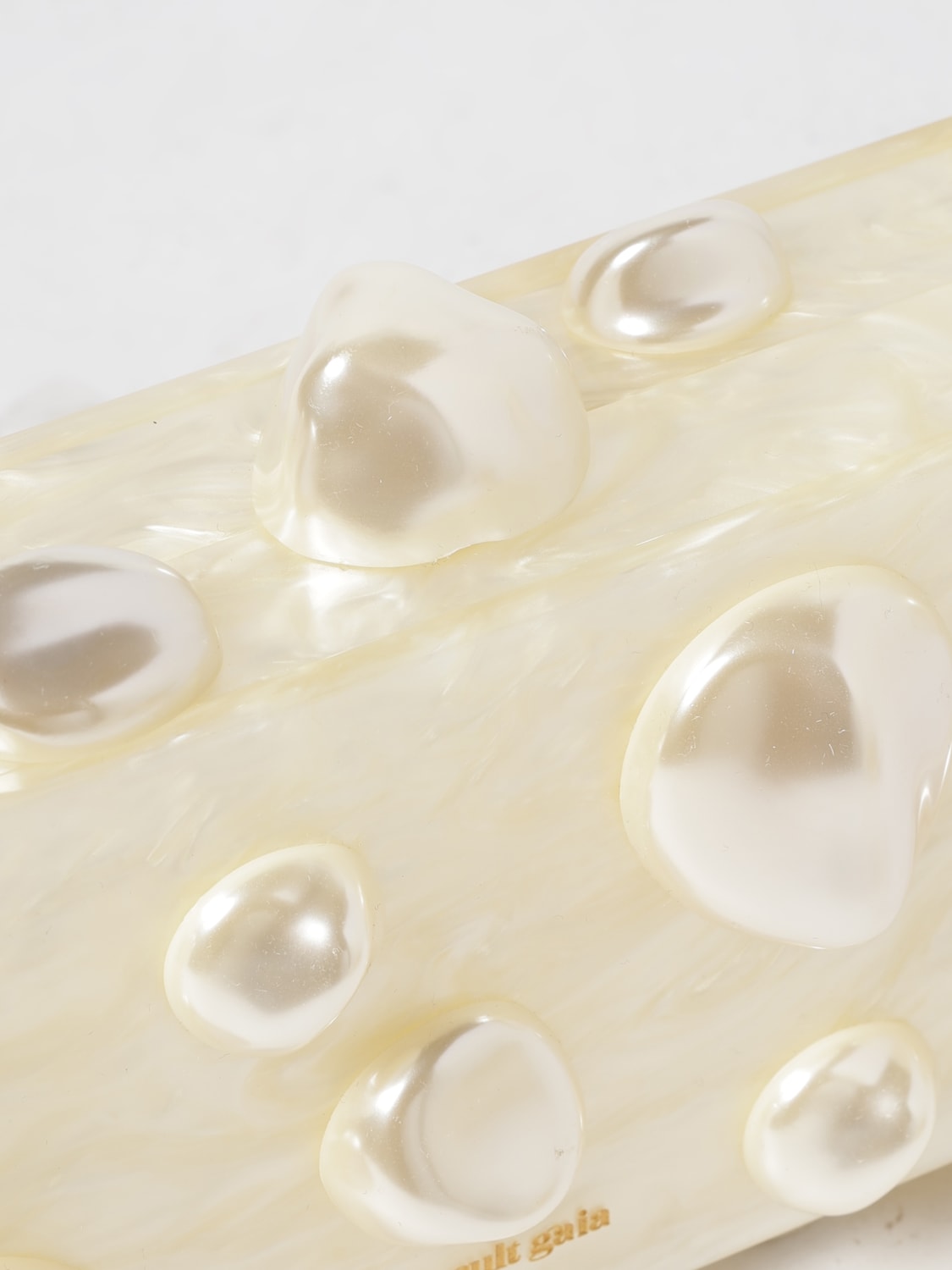 CULT GAIA BORSA MINI: Clutch Orbs Cult Gaia in resina con perle sintetiche applicate , Avorio - Img 4