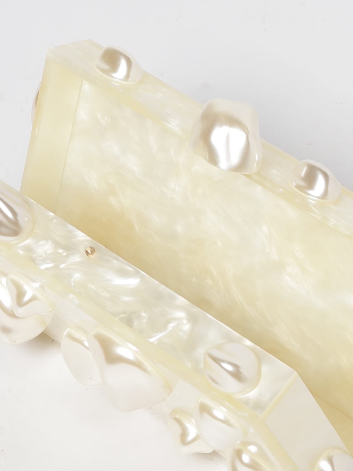 CULT GAIA BORSA MINI: Clutch Orbs Cult Gaia in resina con perle sintetiche applicate , Avorio - Img 5