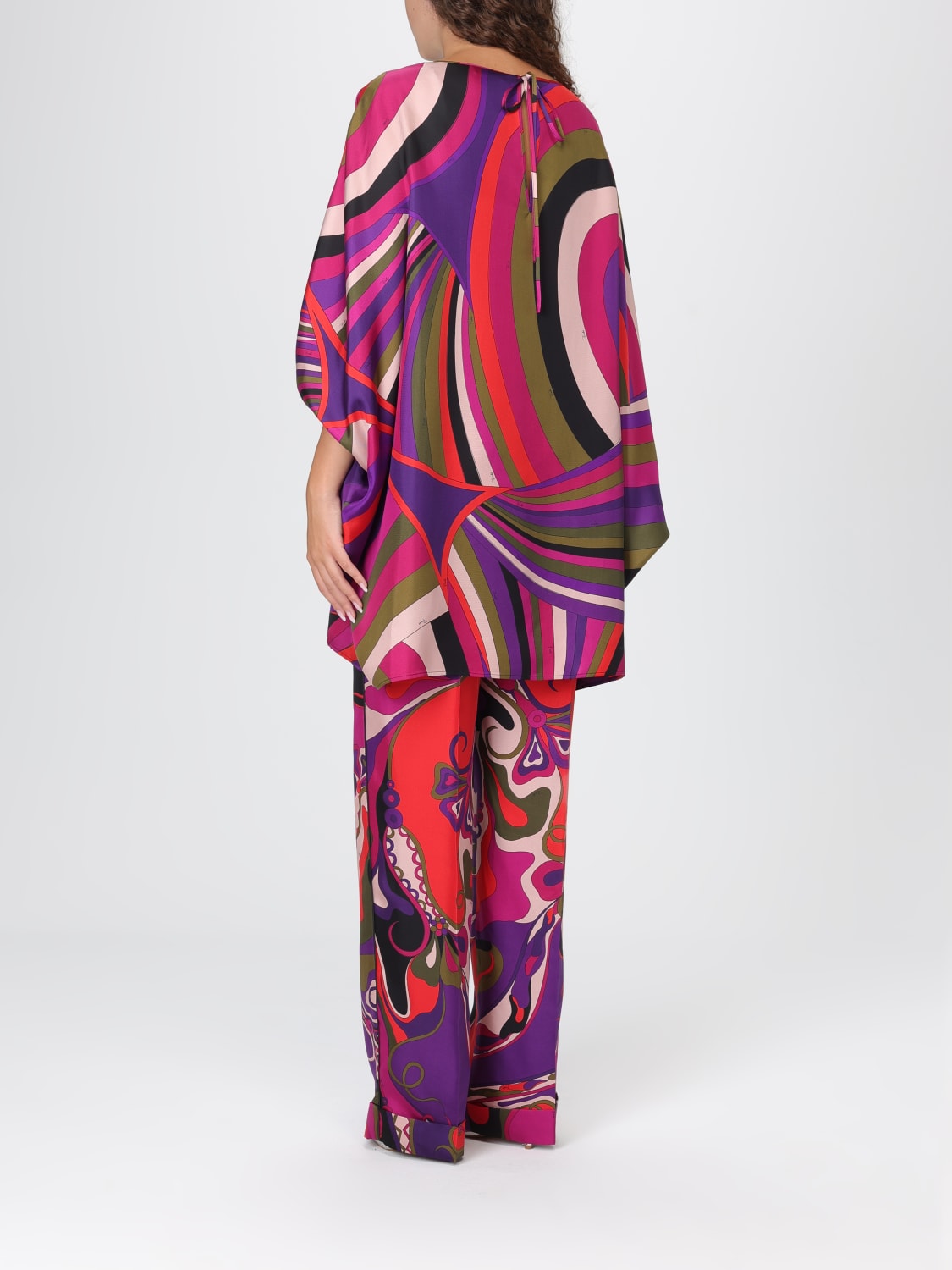 PUCCI TOP: Blusa a caftano Pucci in seta stampato , Fuxia - Img 3