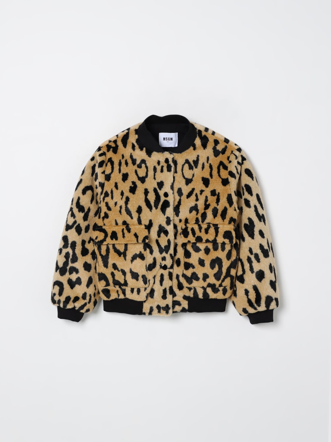 MSGM KIDS CAPPOTTO: Bomber animalier in pelliccia sintetica MSGM Kids, Beige - Img 1