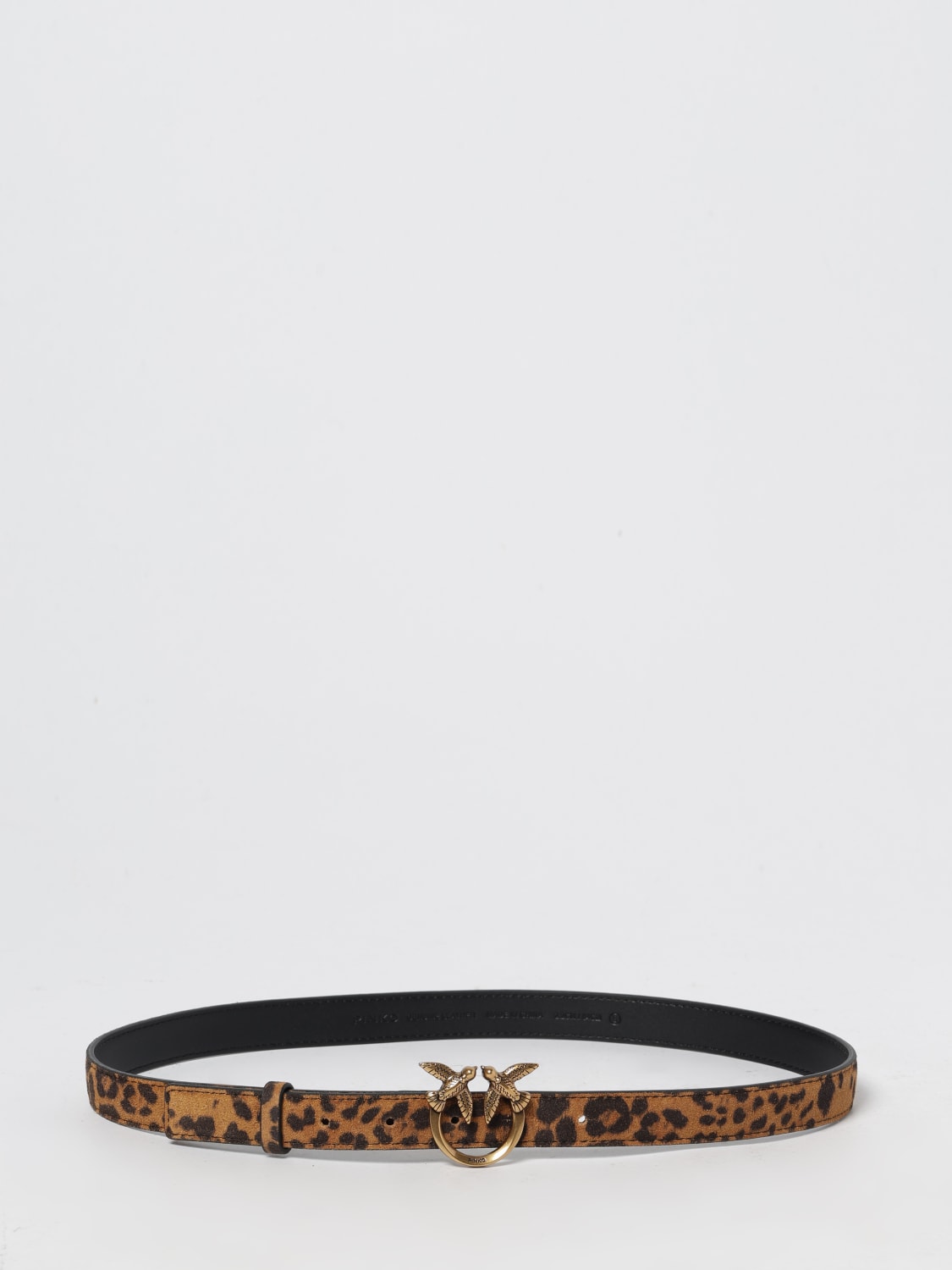 PINKO CINTURA: Cintura Love Berry Pinko in camoscio stampa animalier , Beige - Img 1