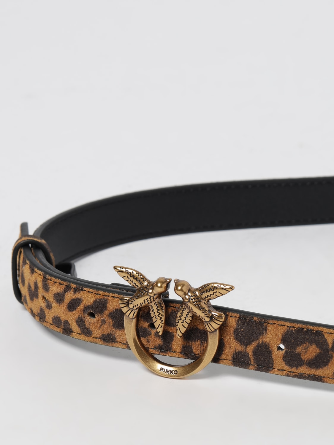 PINKO CINTURA: Cintura Love Berry Pinko in camoscio stampa animalier , Beige - Img 2