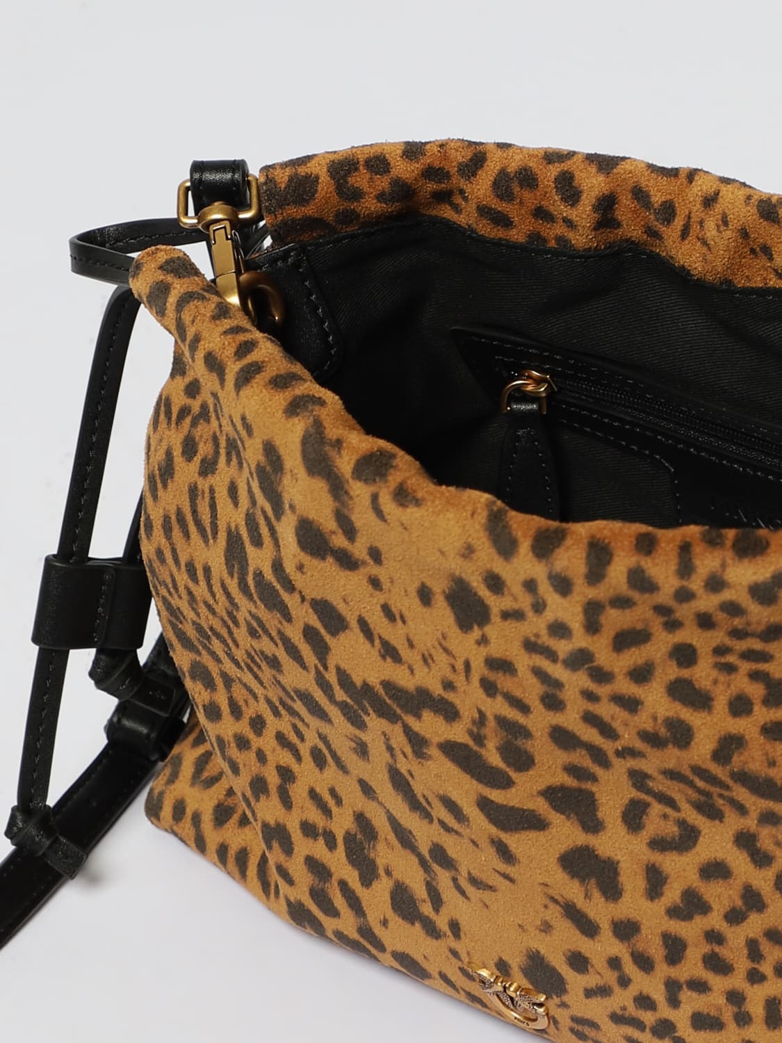 PINKO CLUTCH: Borsa Clutch Pinko in camoscio stampa animalier , Beige - Img 3