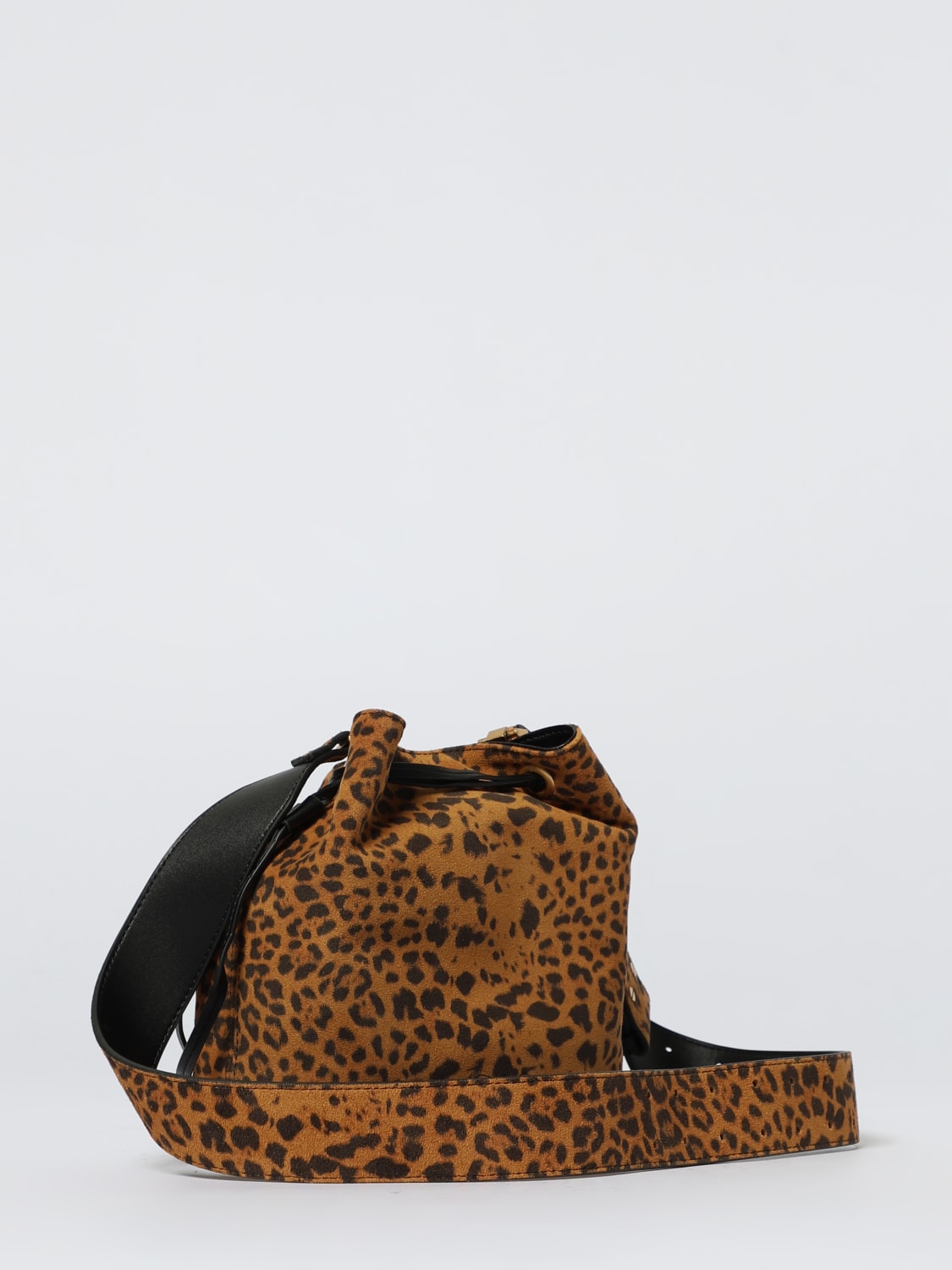 PINKO BORSA MINI: Borsa secchiello Pinko in camoscio stampa animalier , Beige - Img 2