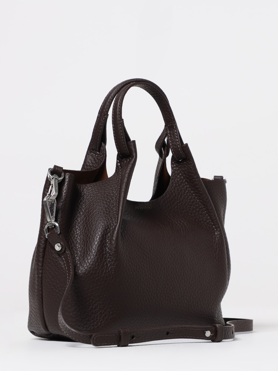 GIANNI CHIARINI BORSA A MANO: Borsa Dua Small Gianni Chiarini in pelle martellata , Caffe - Img 2