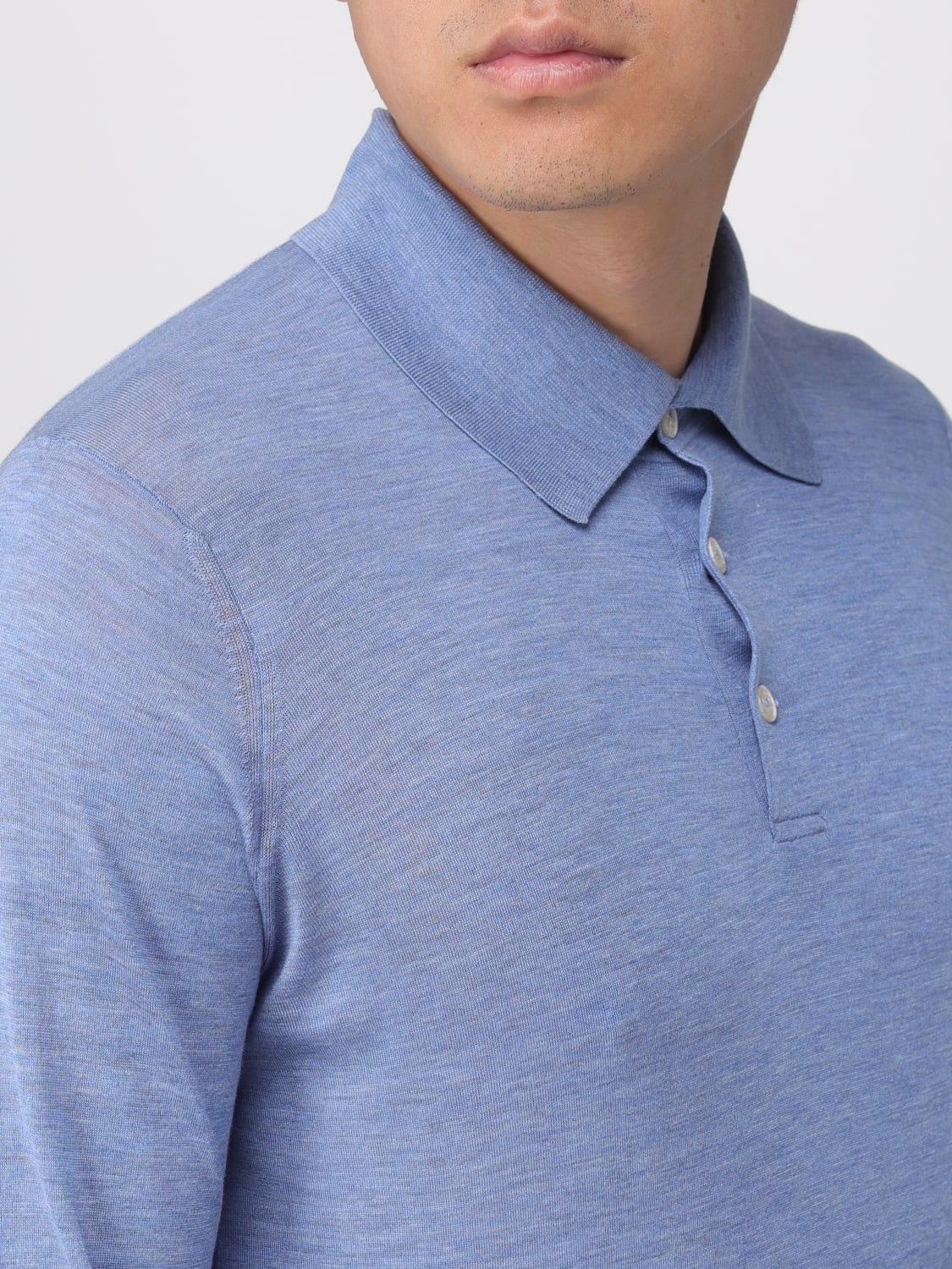 BRUNELLO CUCINELLI POLO: Polo herren Brunello Cucinelli, Hellblau - Img 5