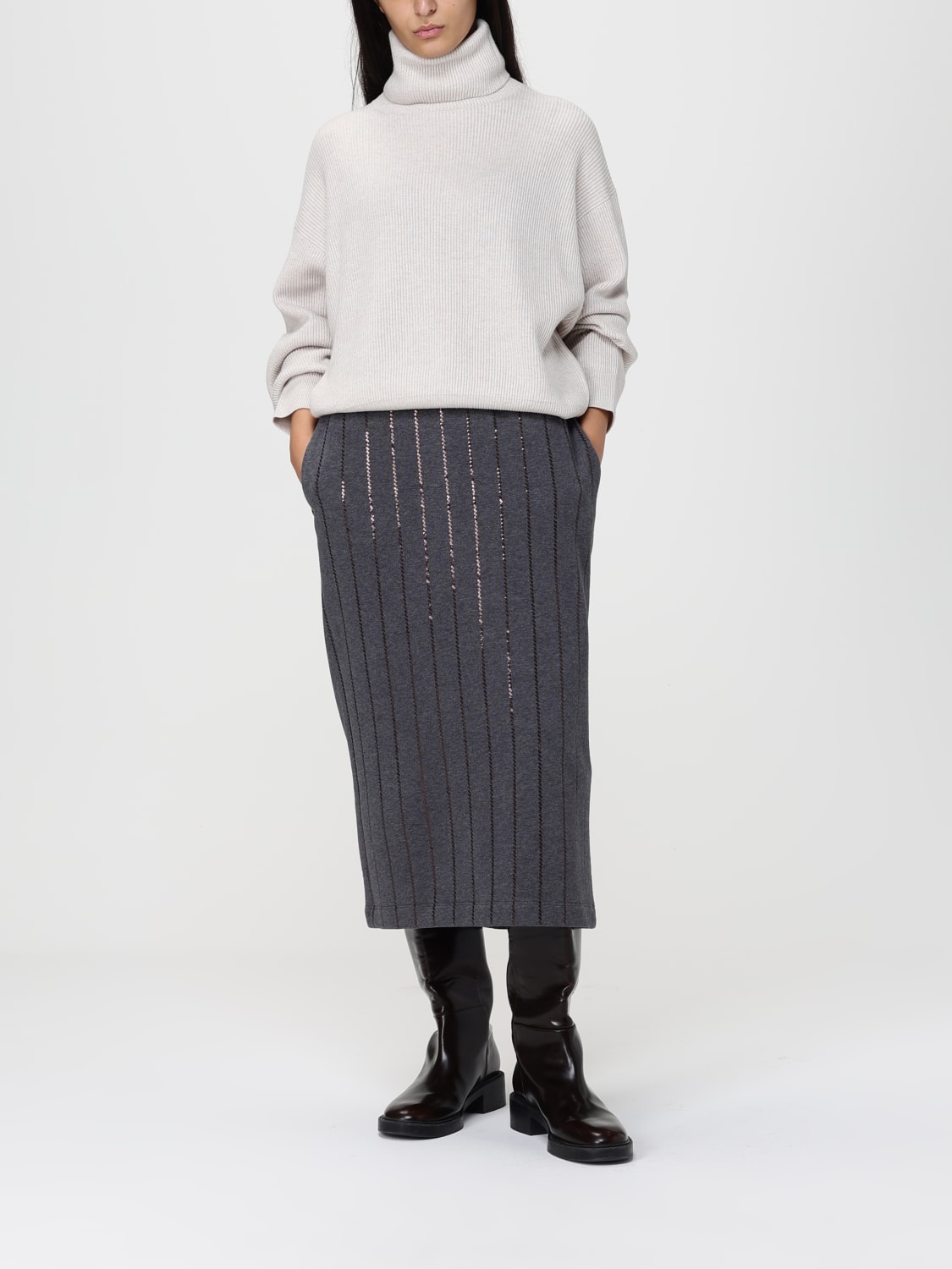 BRUNELLO CUCINELLI PULL: Pull femme Brunello Cucinelli, Gris - Img 2