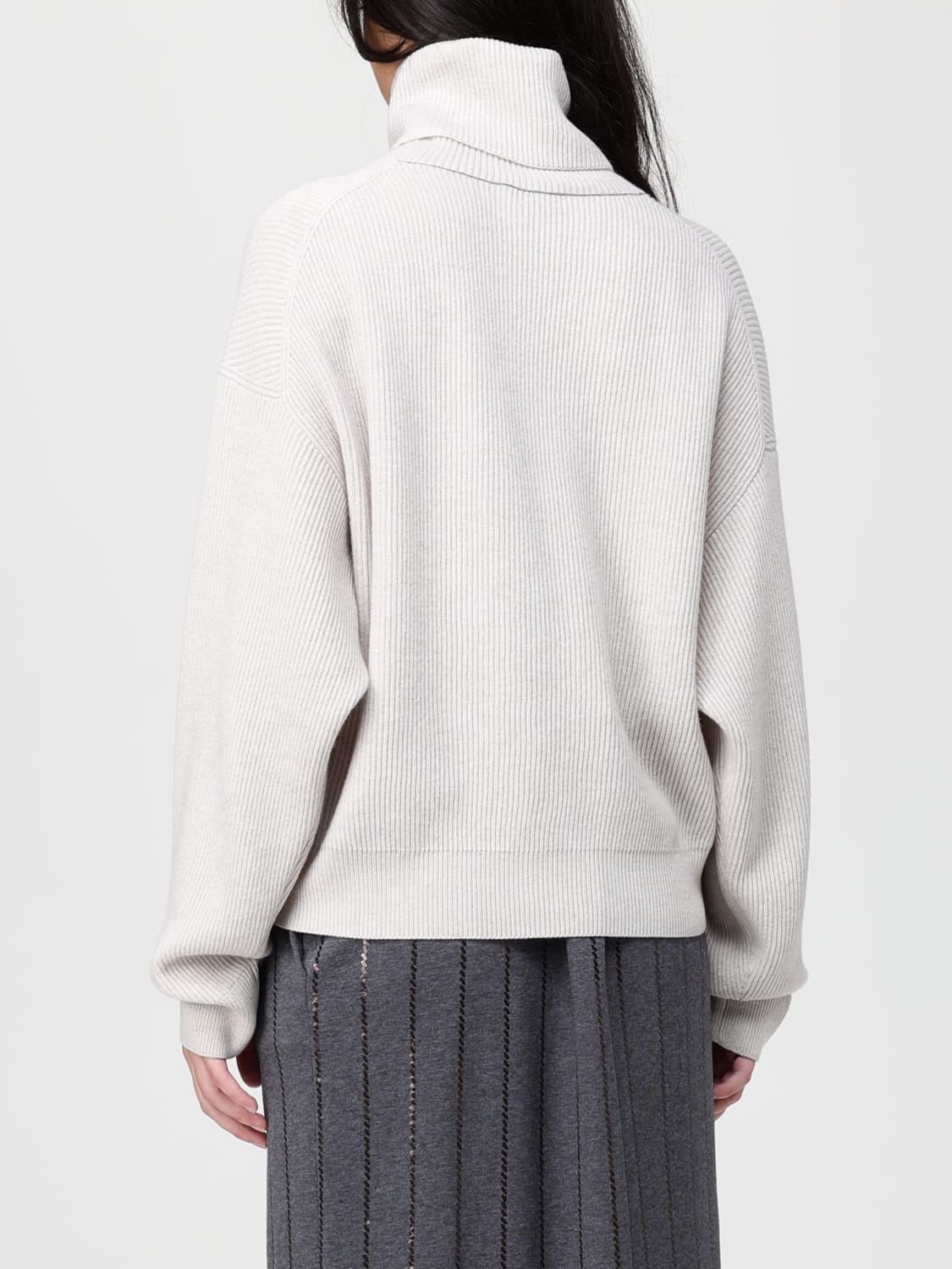 BRUNELLO CUCINELLI PULL: Pull femme Brunello Cucinelli, Gris - Img 3