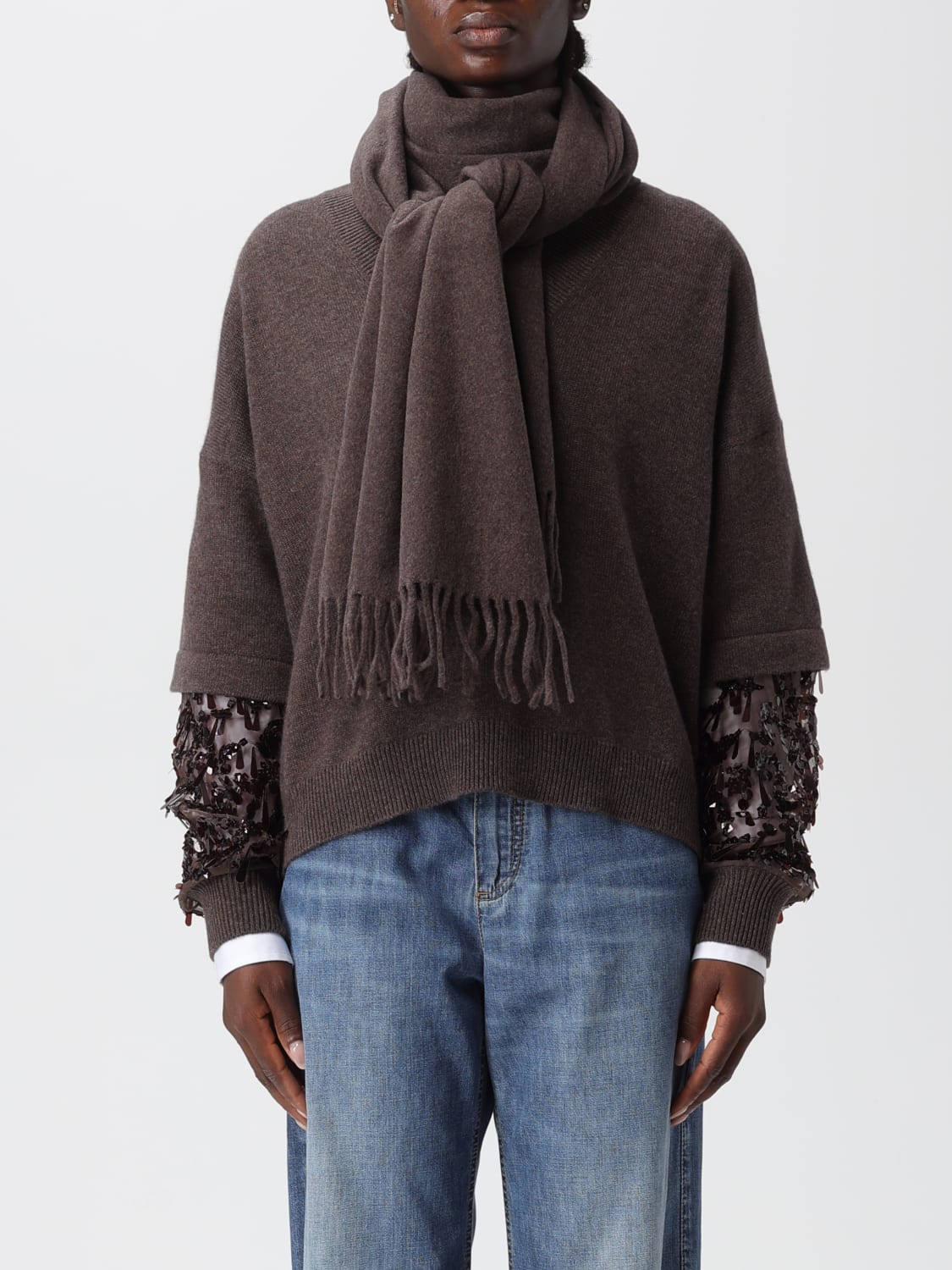 BRUNELLO CUCINELLI SCHAL: Schal damen Brunello Cucinelli, Dark - Img 2