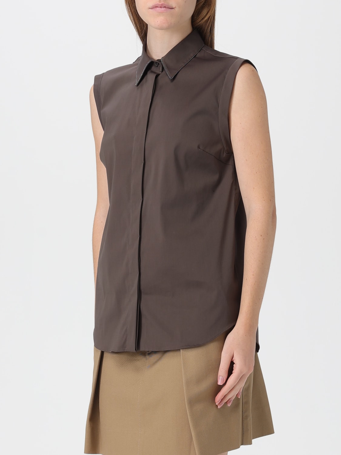 BRUNELLO CUCINELLI HEMDBLUSE: Hemdbluse damen Brunello Cucinelli, Dark - Img 4