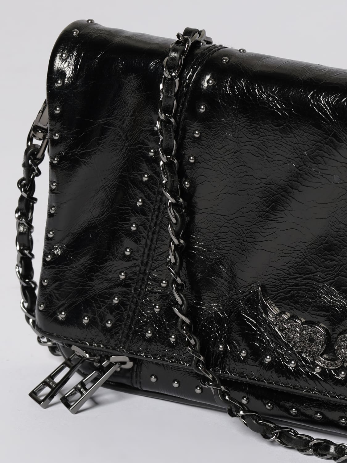 ZADIG & VOLTAIRE BORSA A SPALLA: Rock vintage patent studs, Nero - Img 3
