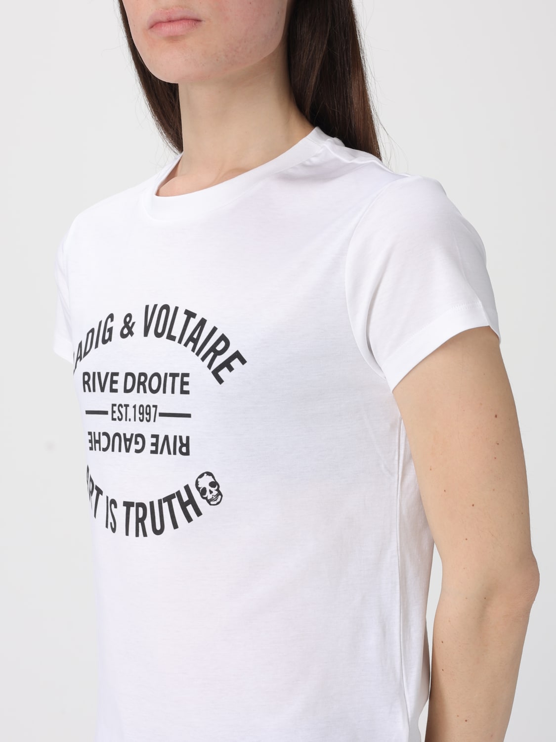 ZADIG & VOLTAIRE T-SHIRTS: T-shirt in cotone a girocollo con logo Zadig & Voltaire, Bianco - Img 3