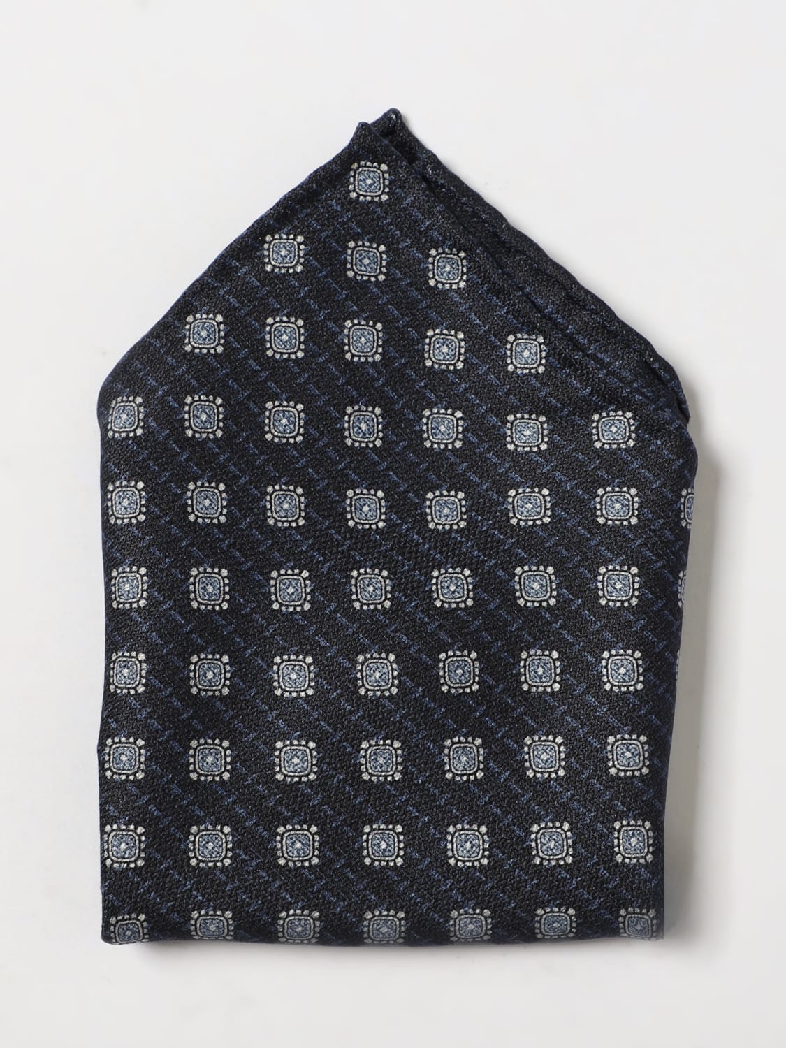 BRUNELLO CUCINELLI POCHETTE: Fazzoletto da taschino in seta Brunello Cucinelli, Blue Navy - Img 2