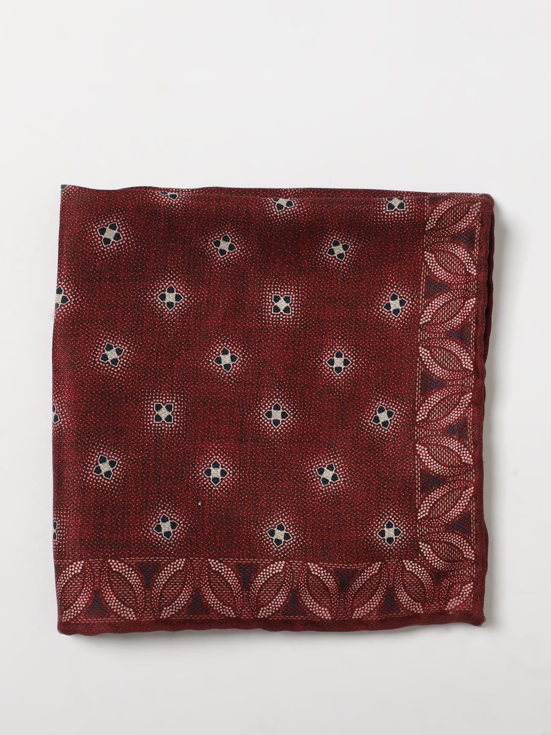 BRUNELLO CUCINELLI POCHETTE: Fazzoletto da taschino in seta Brunello Cucinelli, Bordeaux - Img 1