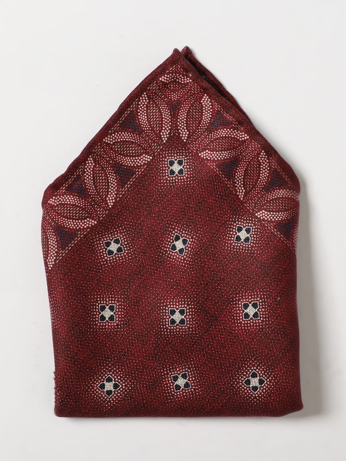 BRUNELLO CUCINELLI POCHETTE: Fazzoletto da taschino in seta Brunello Cucinelli, Bordeaux - Img 2