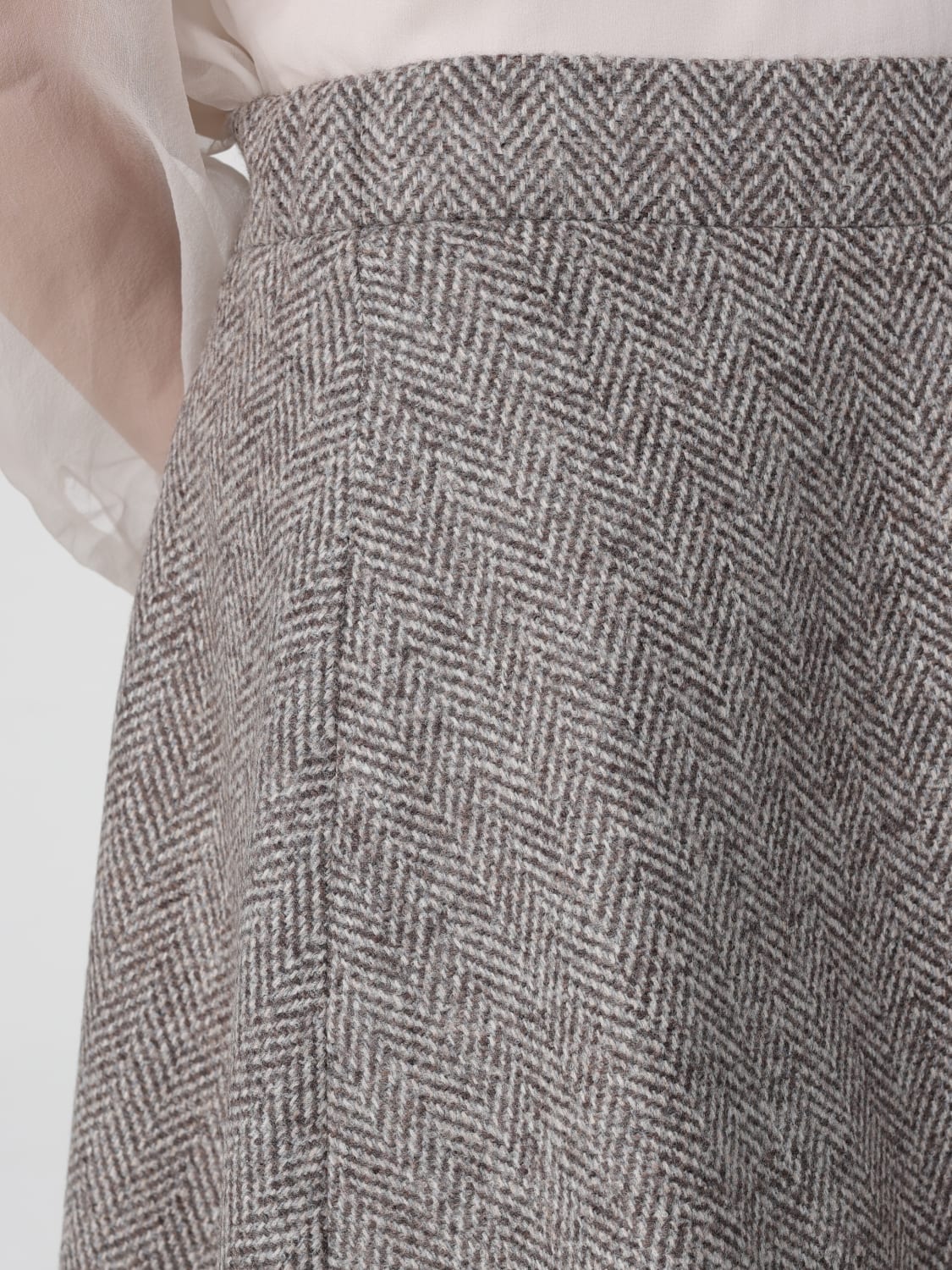 BRUNELLO CUCINELLI GONNA: Gonna mini Brunello Cucinelli in cashmere , Marrone - Img 5