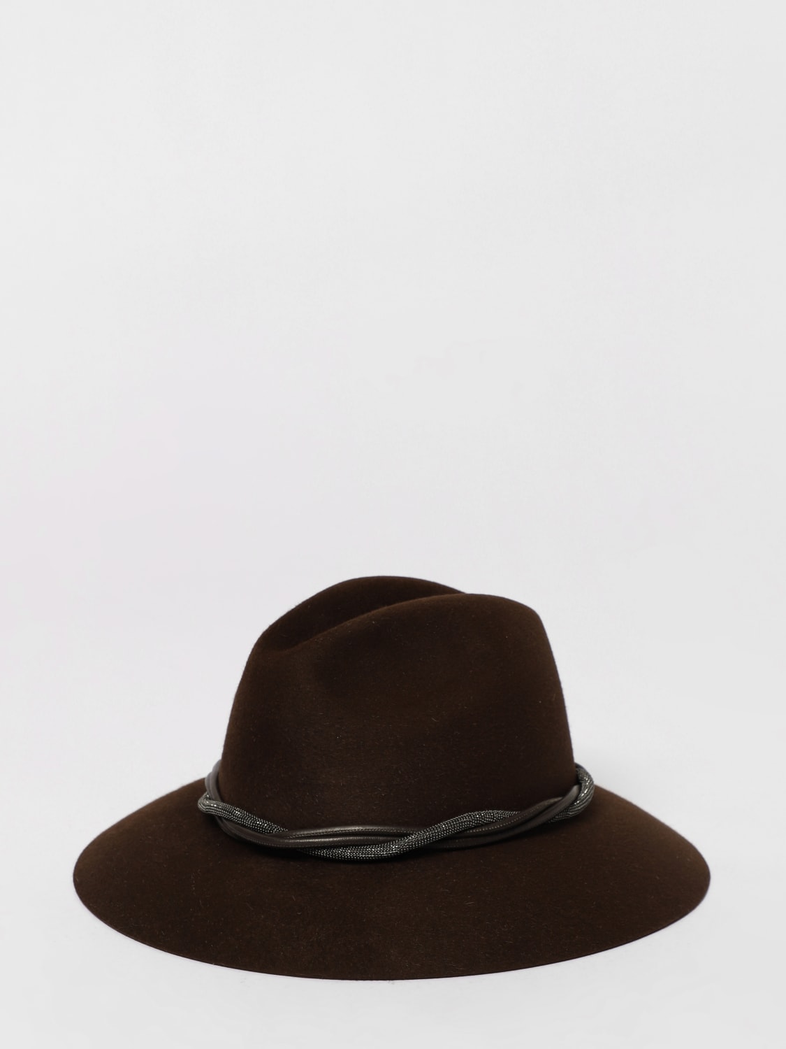BRUNELLO CUCINELLI SOMBRERO: Sombrero mujer Brunello Cucinelli, Marrón Oscuro - Img 1