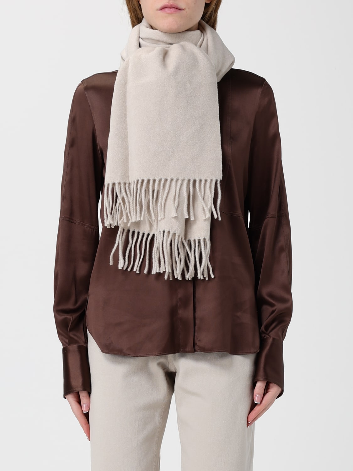 BRUNELLO CUCINELLI SCARF: Scarf woman Brunello Cucinelli, Ice - Img 2