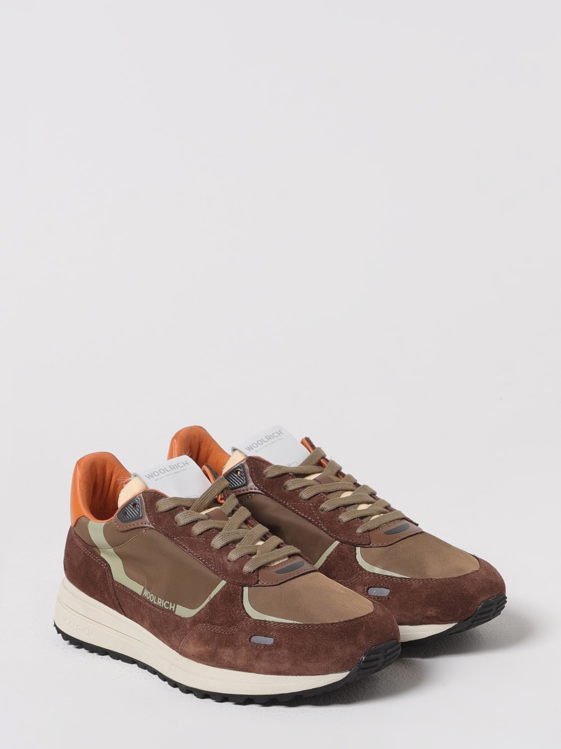 WOOLRICH SNEAKERS: Sneakers Retro Woolrich in camoscio e nylon , Marrone - Img 2