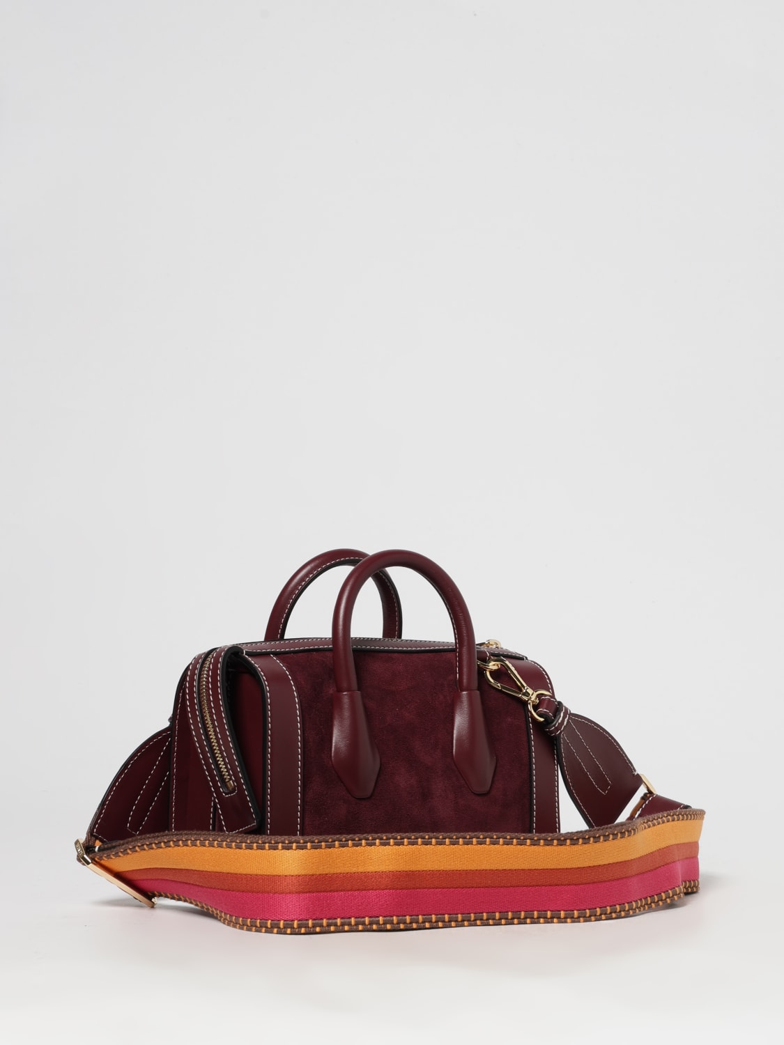 LANCEL BORSA A SPALLA: Borsa Lancel Bowling Bag in pelle scamosciata, Bordeaux - Img 2