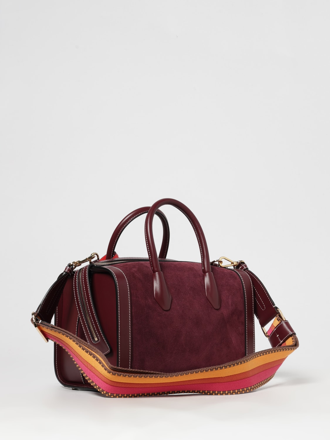 LANCEL BORSA A SPALLA: Borsa Lancel Bowling Bag in pelle scamosciata, Bordeaux - Img 2