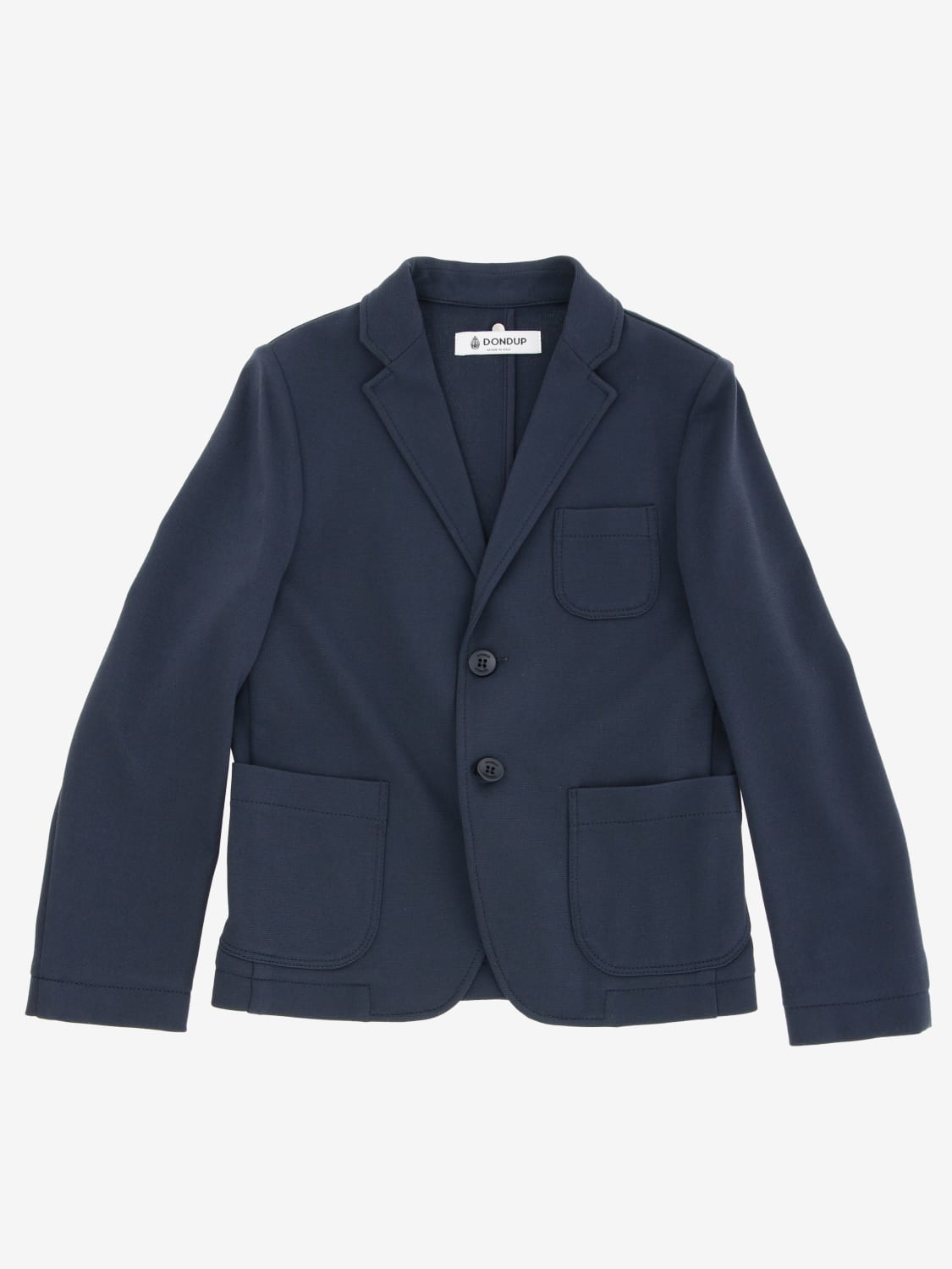 DONDUP KIDS BLAZER: Blazer Dondup a monopetto con tasche a toppe, Blue - Img 1