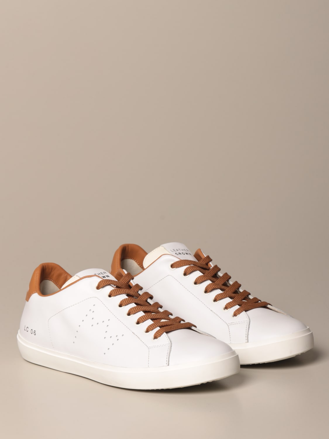 LEATHER CROWN SNEAKERS: Leather Crown Herren Sneakers, Weiß - Img 2